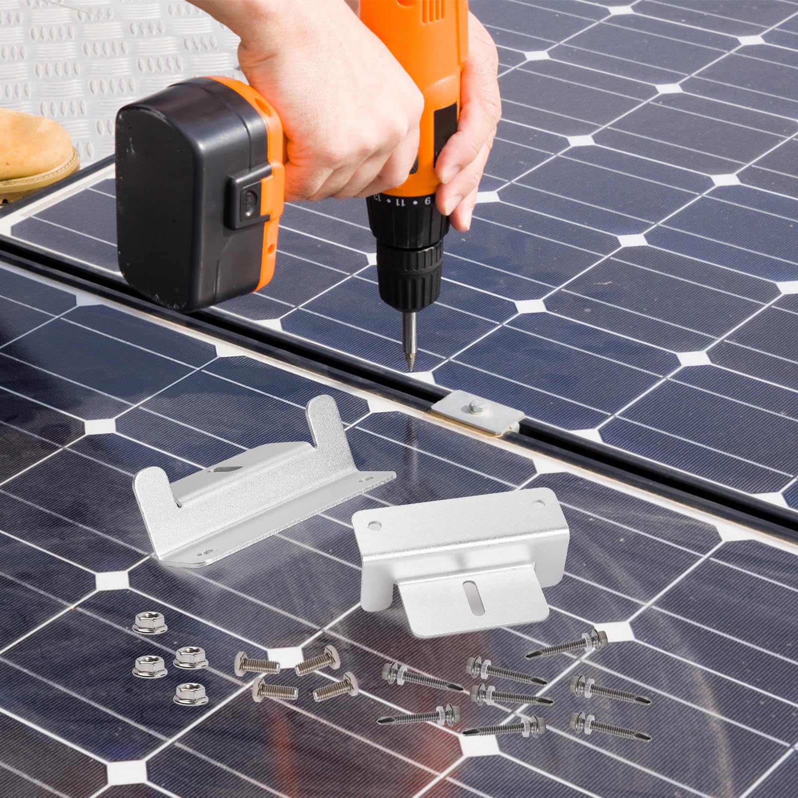 8 Pezzi Staffe di Montaggio per Pannello Solare, Supporti a Z Pannello Solare in Alluminio Tetto, 100mm Solar Panel Mounting Bracket con Dadi e Bulloni per Camper Barca Caravan Campeggio