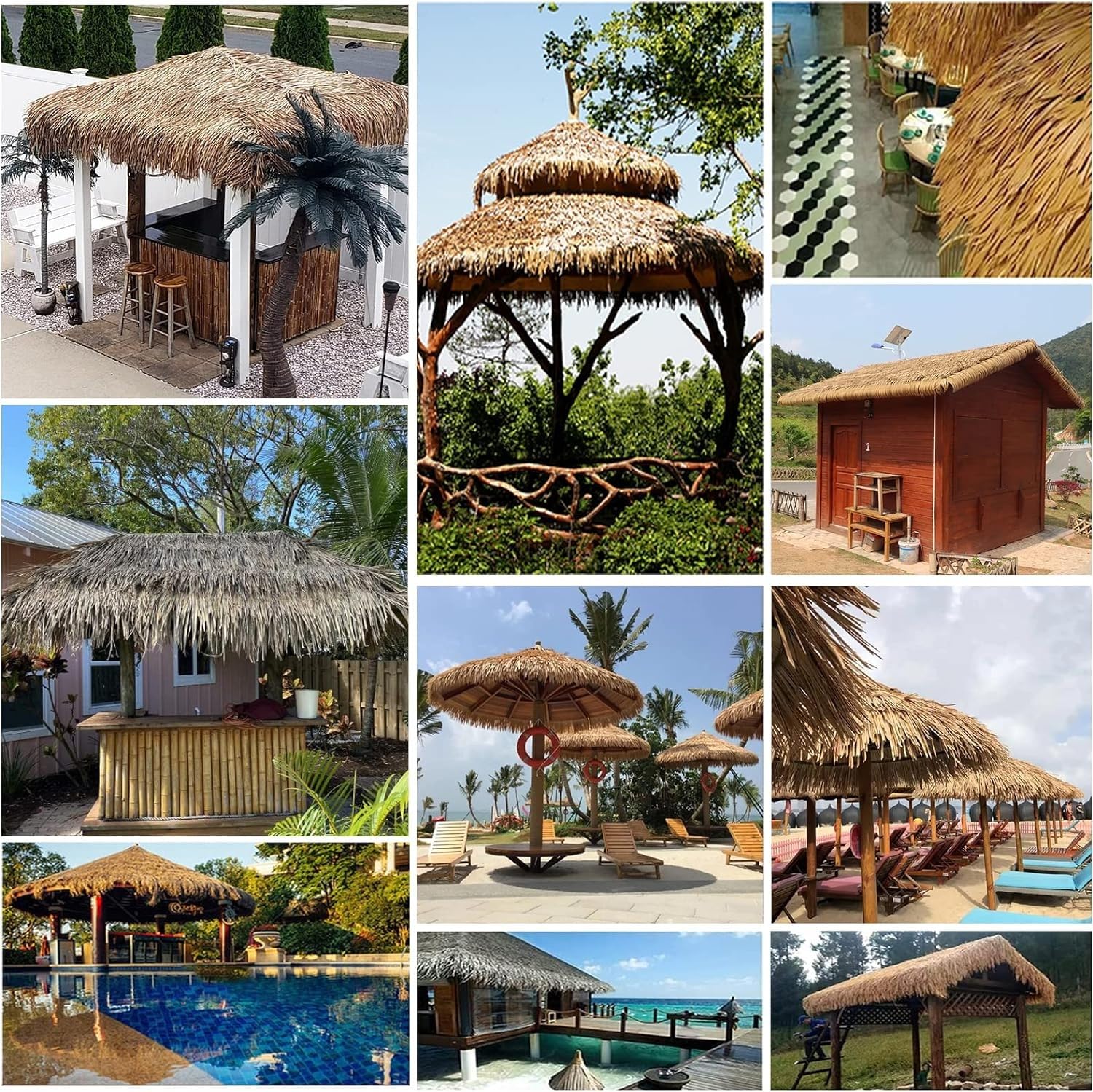 Techo de Paja Paja Falsa Artificial Techo,1-10M Rollo de Paja de Plástico Simulación de Techo Paja Falsa Paja de Palma Artificial para Tiki Bar Garden Pool Bar Hawaii Beach(Size:1m/3.2ft)