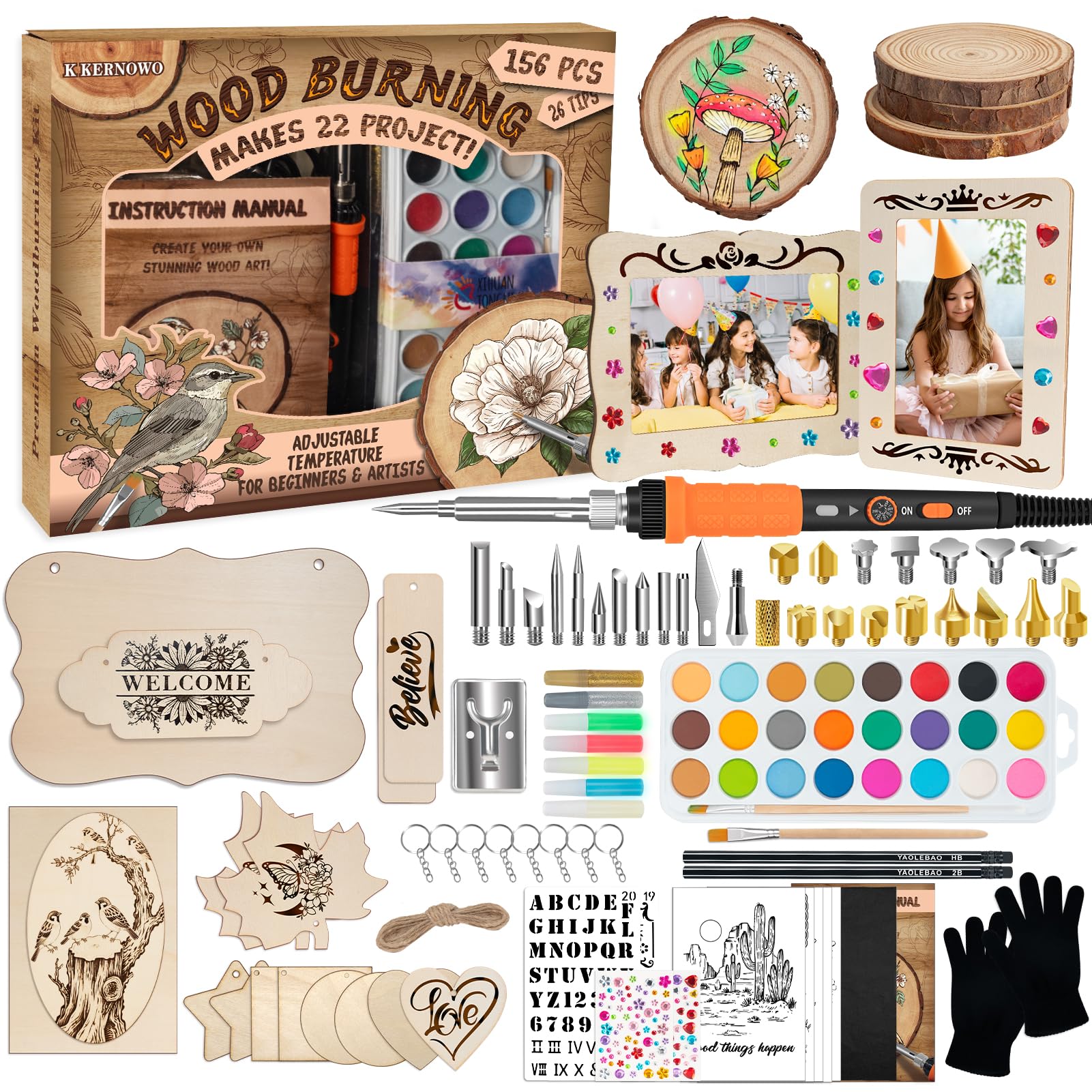 Amazon.com: K KERNOWO Wood Burning Kit - 156Pcs All-in-One Wood