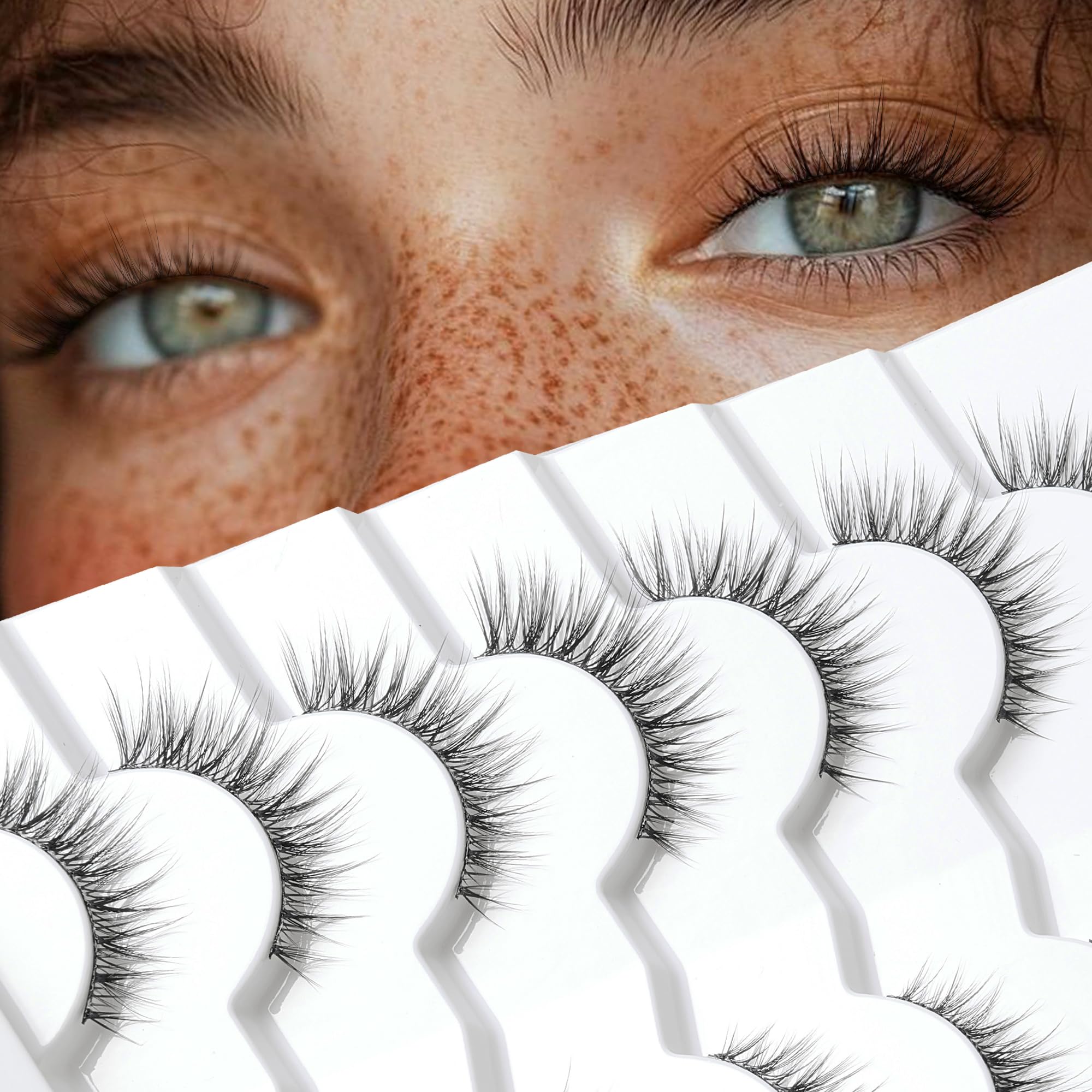 Onlyall Natural Lashes Wispy Lashes Natural Look False Eyelashes Natural Flared Eyelashes False Eye Lashes Soft Fluffy Lashes