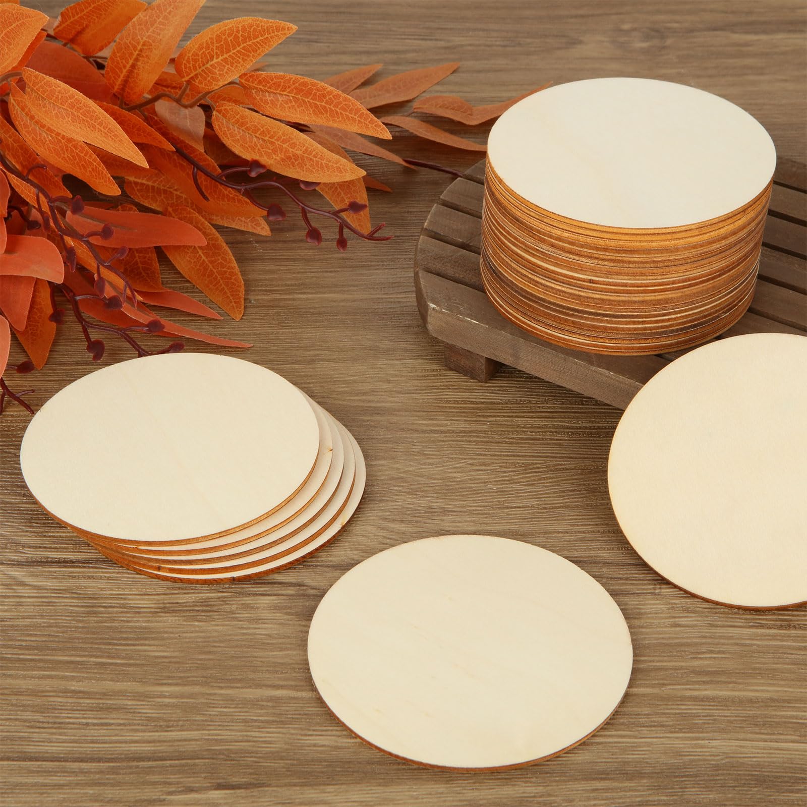 Belle Vous Lot De 100 Disques De Bois Bruts 10 Cm - Tranches Bois Pour Décoration, Loisirs Créatifs Et Bricolage