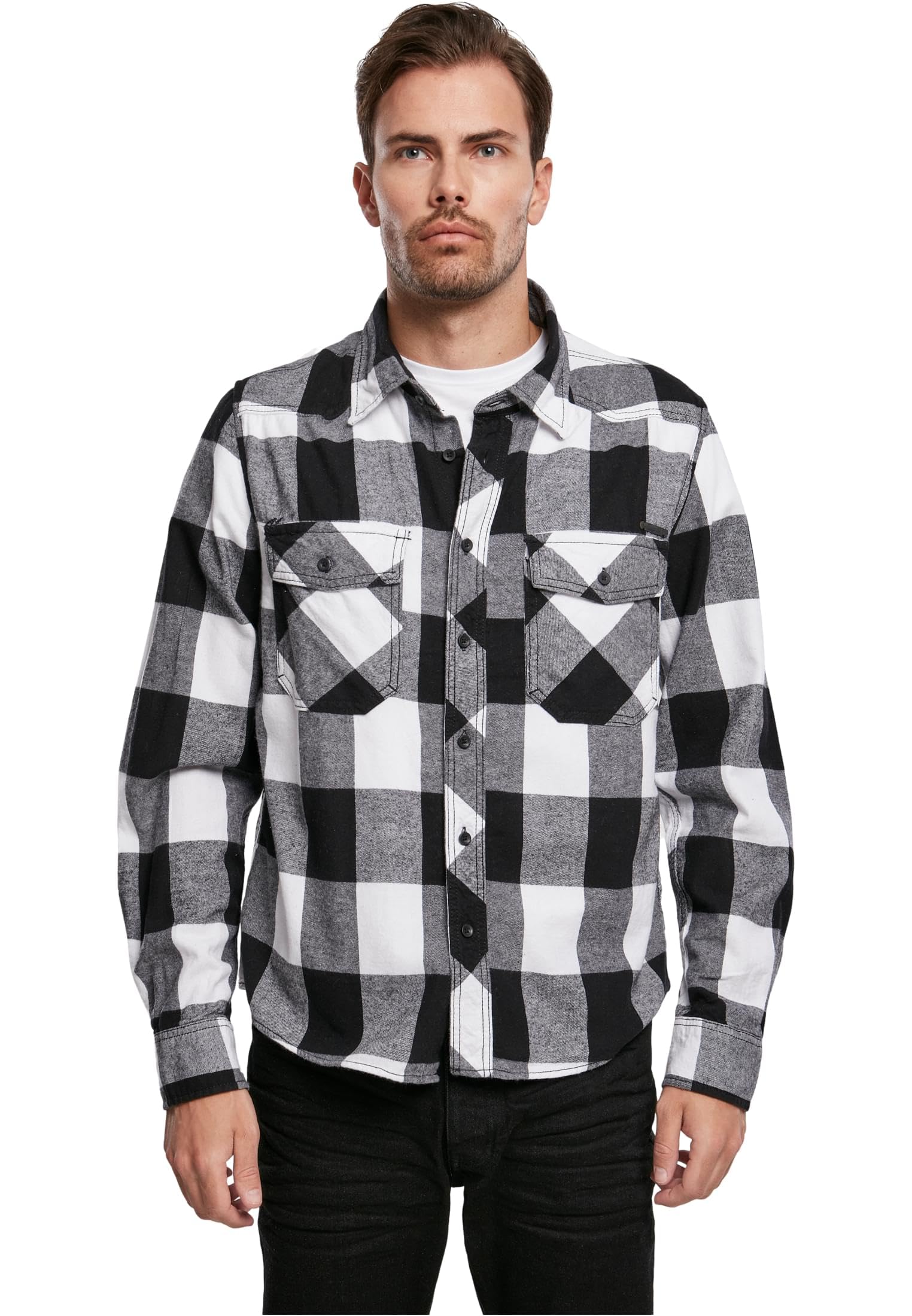 Brandit Check Shirt Long Sleeve, color: white/blac, size: L