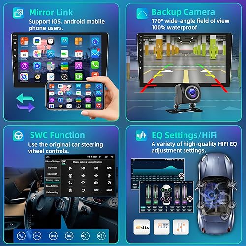 Miniatura 3 de Podofo Para Honda Accord 2003 2004 2005 2006 2007 Radio estéreo de coche Android 13 Radio estéreo para coche 10.1 pulgadas pantalla táctil audio