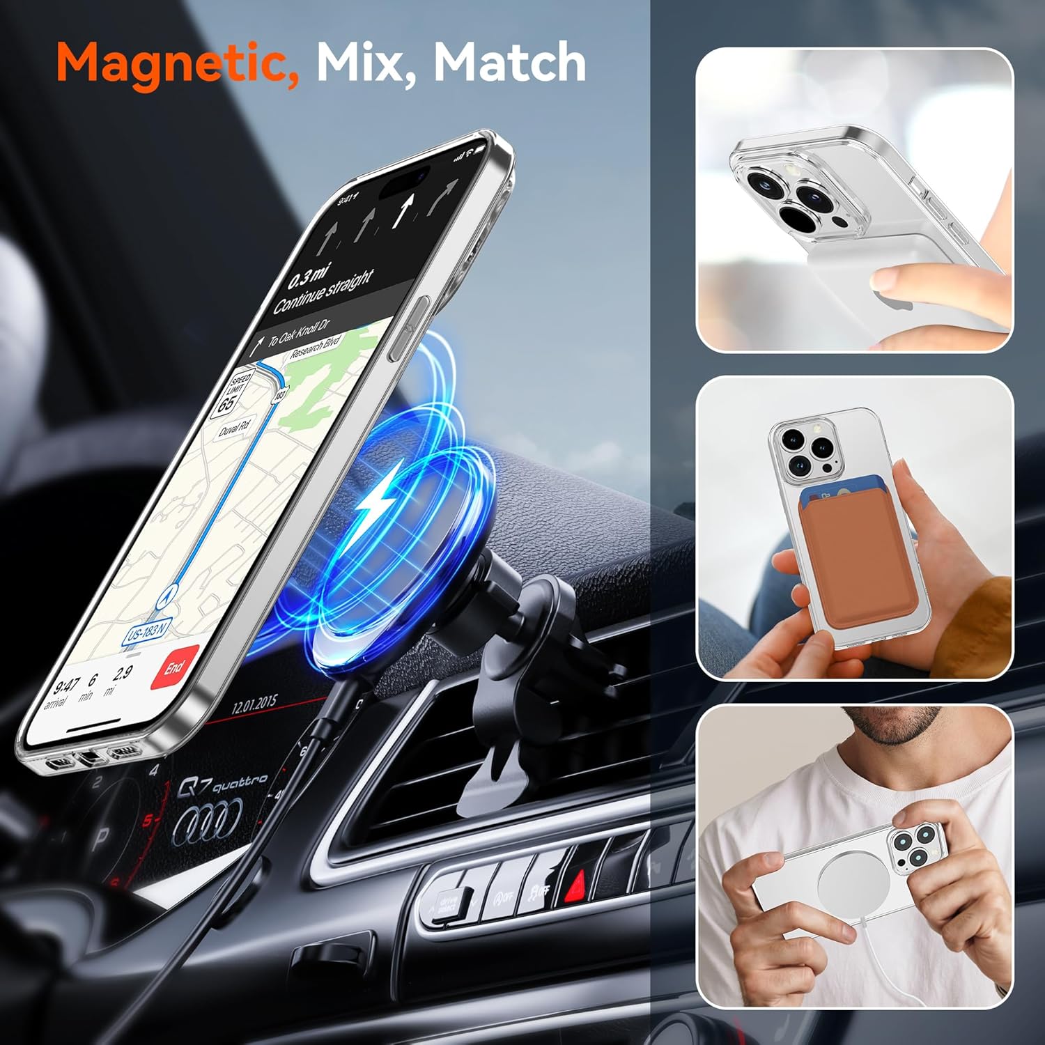 IHAITUN Dataroad Slim Designed Magnetic for iPhone 15 Pro Case 6.1 inch [Compatible with Magsafe] Ultra Transparent Hard PC Thin Back Protection Cover for iPhone 15 Pro Lightweight Phone Shell,Clear