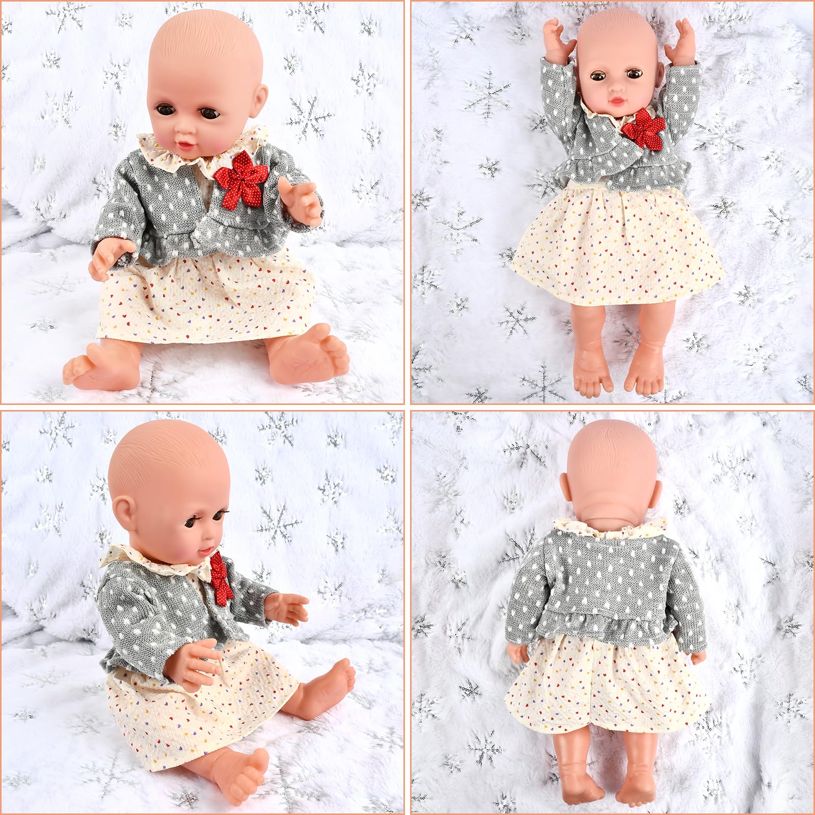 Fractoluxe Vestito Per Bambole Baby Annabell 35-43 Cm, Rosa Con Coniglietti E Tulle, Vestiti Per Bambole 45 Cm - 3