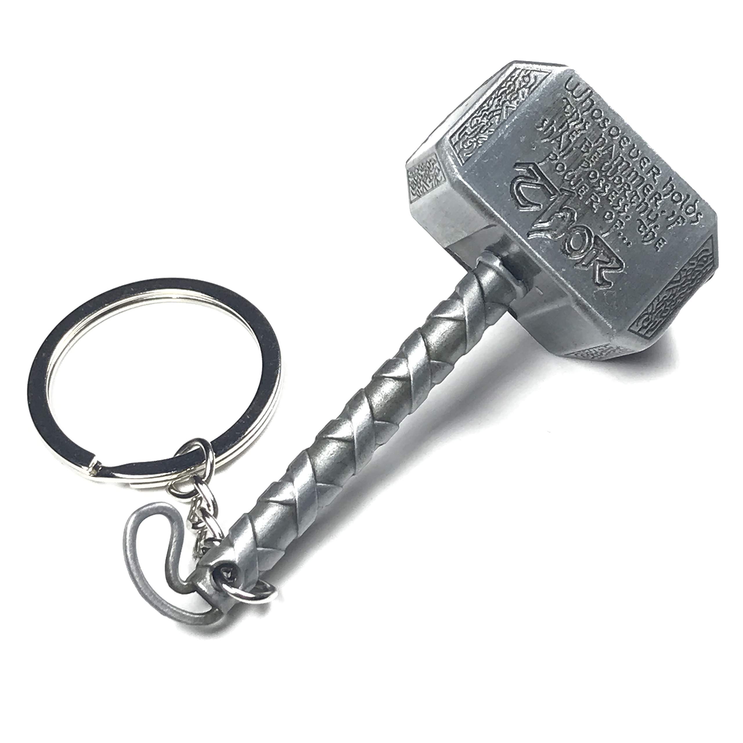 Ivaan - Thor's Hammer Keychain Metal Alloy Marvel Superhero Movie Key India Seller (Silver)-image-41