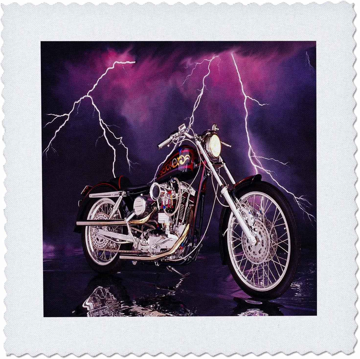 3dRose qs_ 8332_8 Quilt Square Picturing Harley-Davidsonand Number 174 Motorcycle