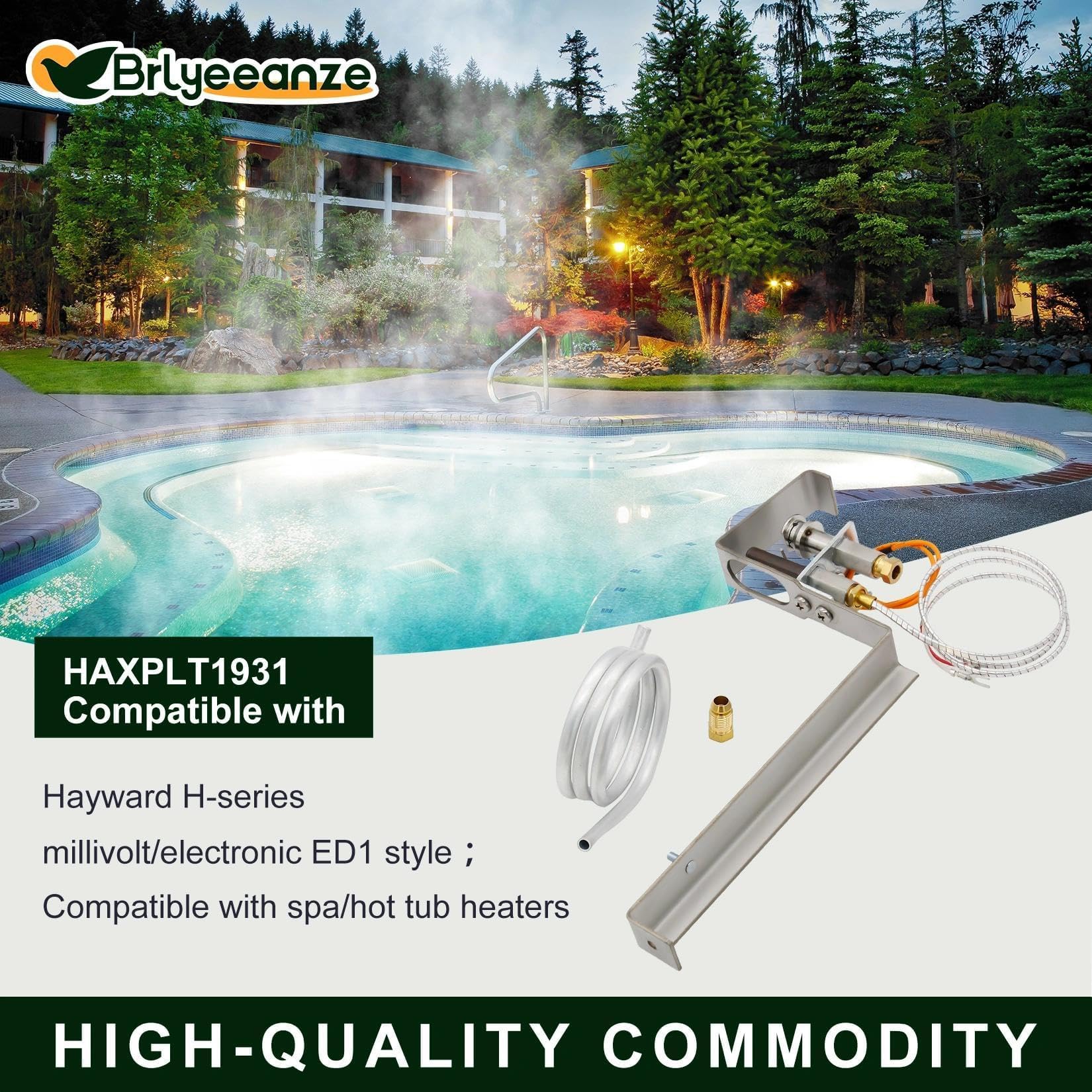 HAXPLT1931 - Piloto de gas natural para calentador de piscina Hayward H-Series Ed1 Style H1501C, incluye tubo de montaje piloto y accesorios y termopila