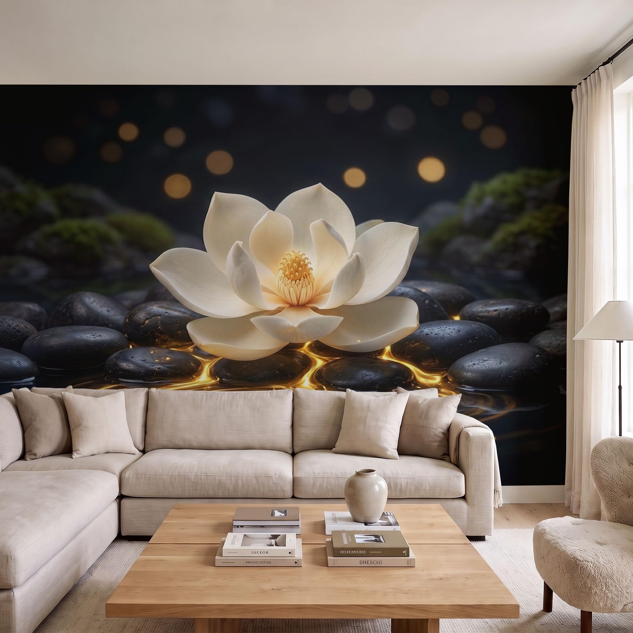 Papel Pintado Fotomural Papel Tapiz Flores Zen