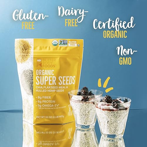 Miniatura 4 de BetterBody Foods Superfood Organic Super Seeds - Semillas de lino de chía y cáñamo mezcla de semillas de chía orgánicas semillas de lino molido
