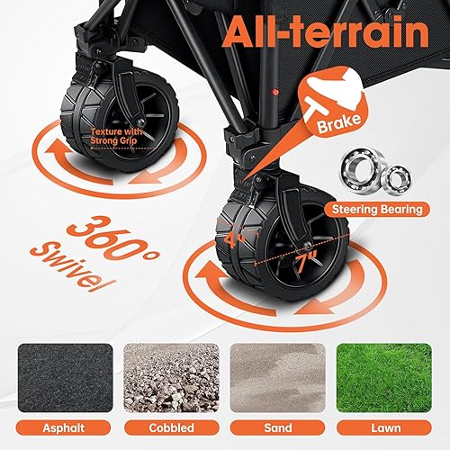 Miniatura 3 de LUXCOL Carrito de carro con ruedas plegable, carrito plegable actualizado con capacidad de peso de 330 libras, carrito de playa con soportes y