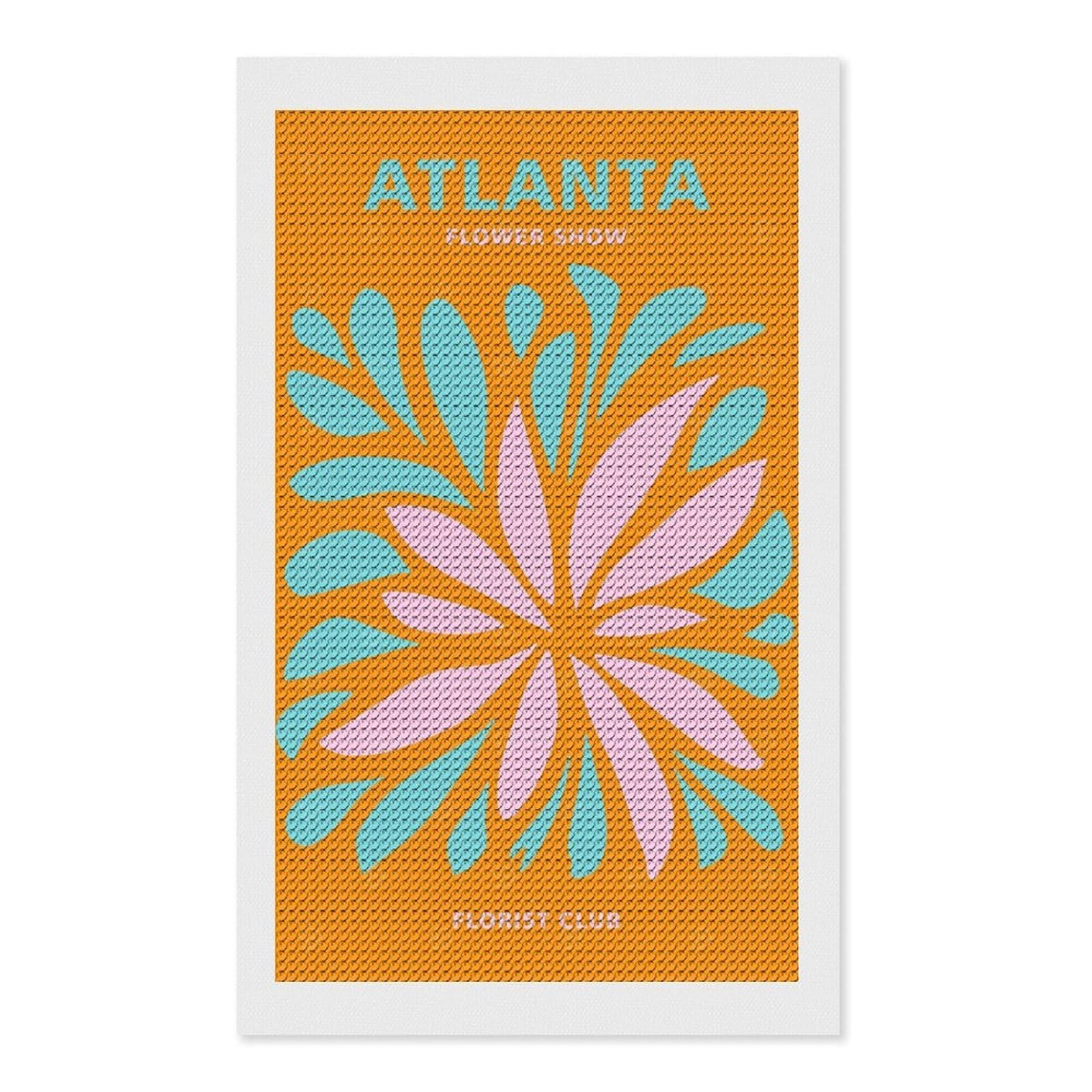 Junmoney Atlanta Florist Club DIY Diamond Art Canvas Kit 12"x20", for Adults, Decorate Your Room, Gift Idea, Modern Decor, Finish and Display