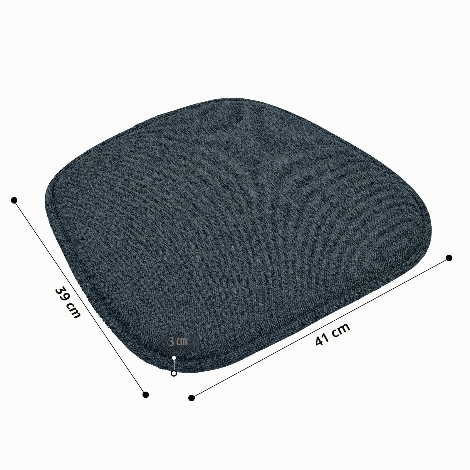 Cuscini Antiscivolo per Sedie 41x39 cm Set di 2 Nero