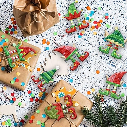 Miniatura 6 de Kit de llavero de pintura de diamante con patas de elfo de Navidad, accesorios de arte de diamante, accesorios de arte de diamantes para bricolaje,