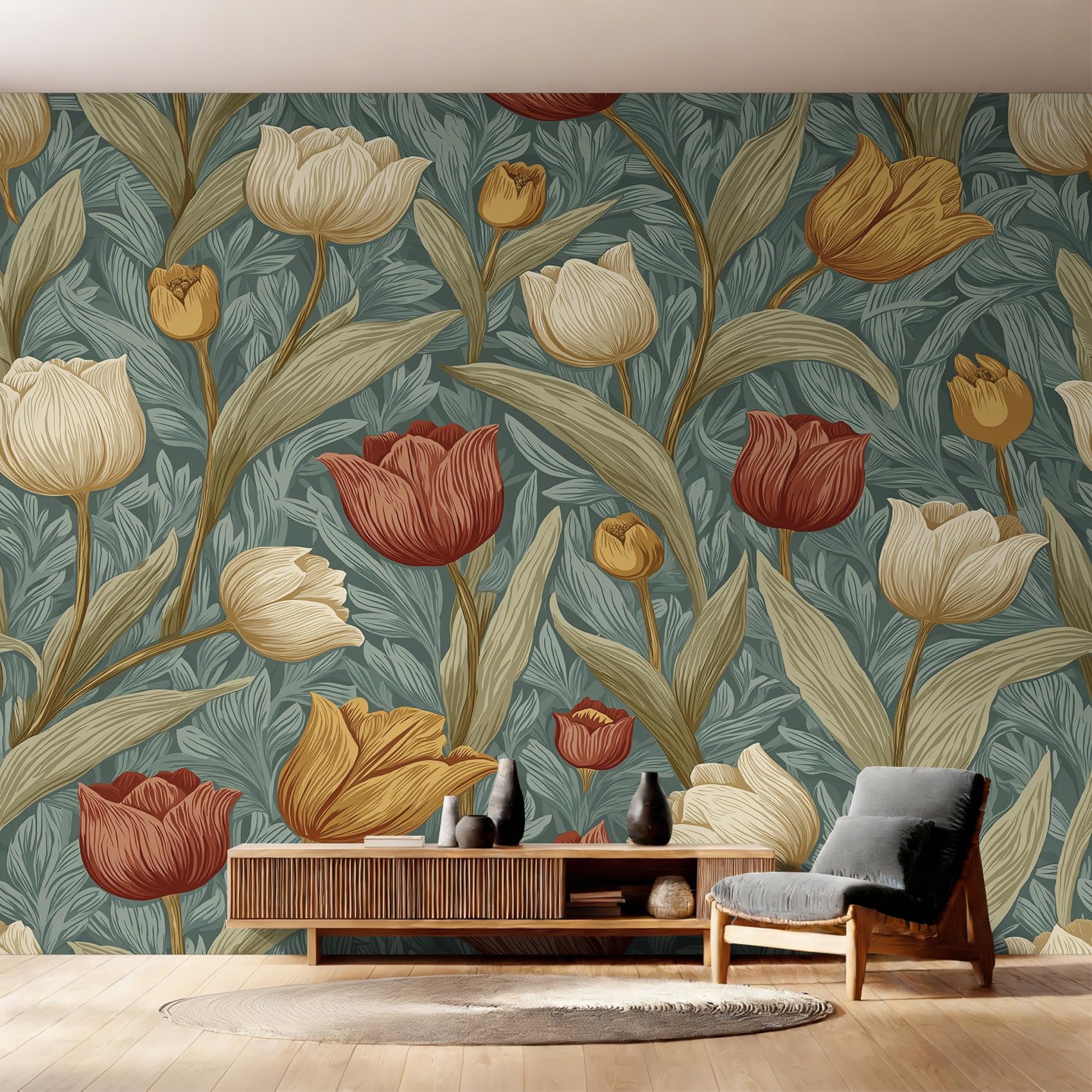 Papier peint floral vintage intissé pour transformer une pièce sombre