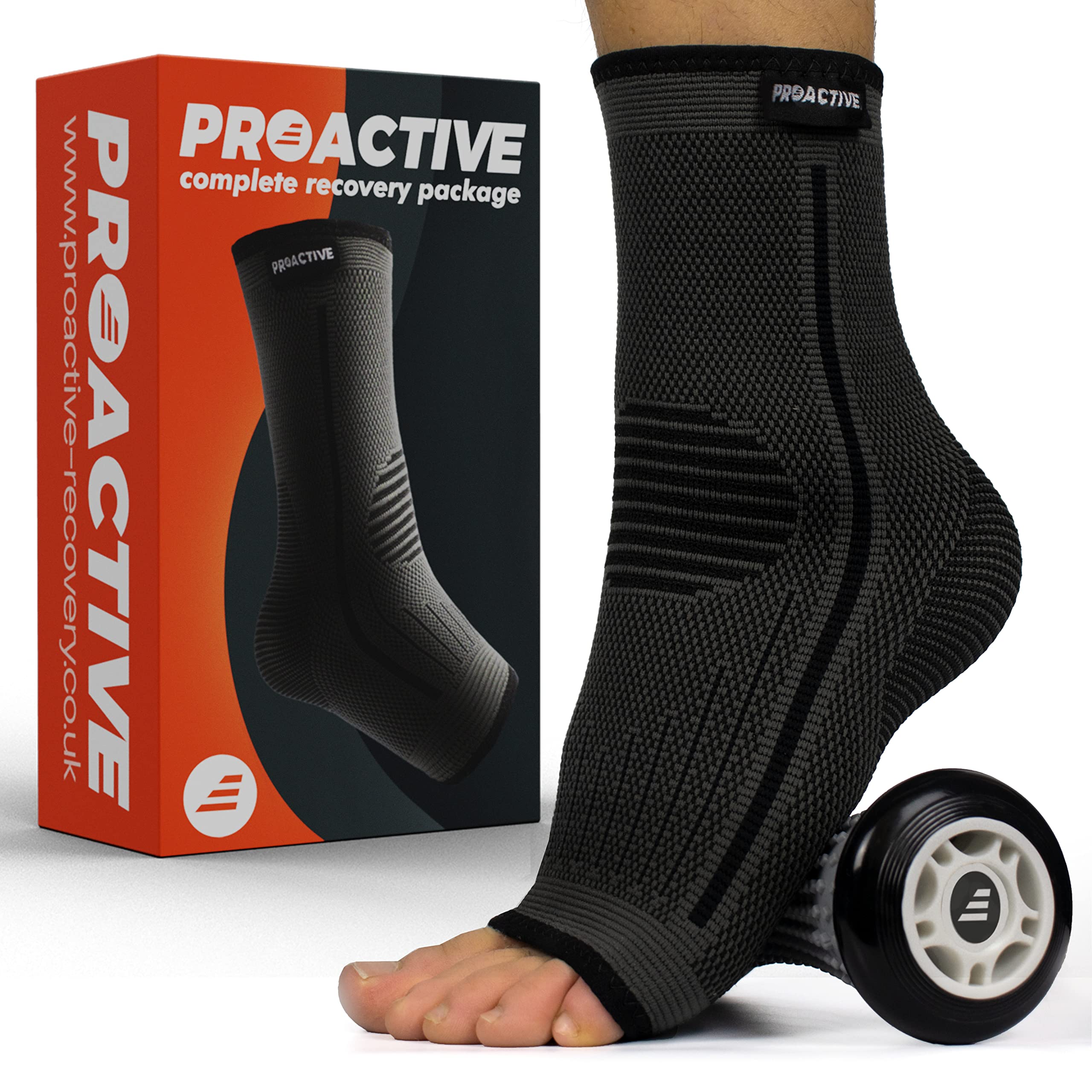 ProActive Plantar Fasciitis Recovery Kit Compression Socks One Pair, Foot Roller and Recovery Guide Perfect for Plantar Fasciitis Support, Achilles Tendonitis, Sports Injury, Heel, Ankle Pain