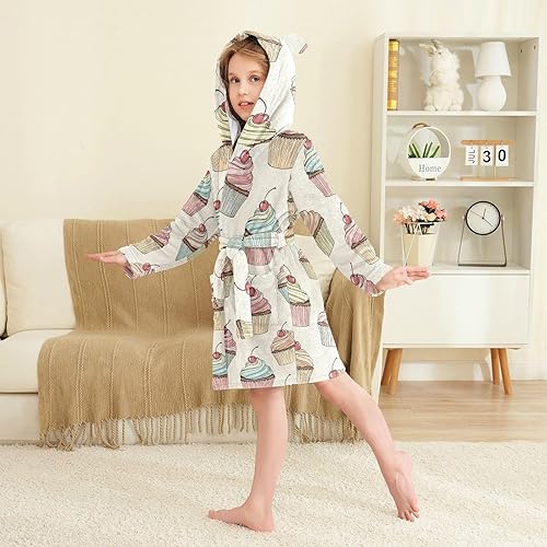 Toddler Baby Hooded Bathrobe for Boys Girls Soft Plush Bath Towel Robe with 2 Pockets for 2-12 Years(2-3T)