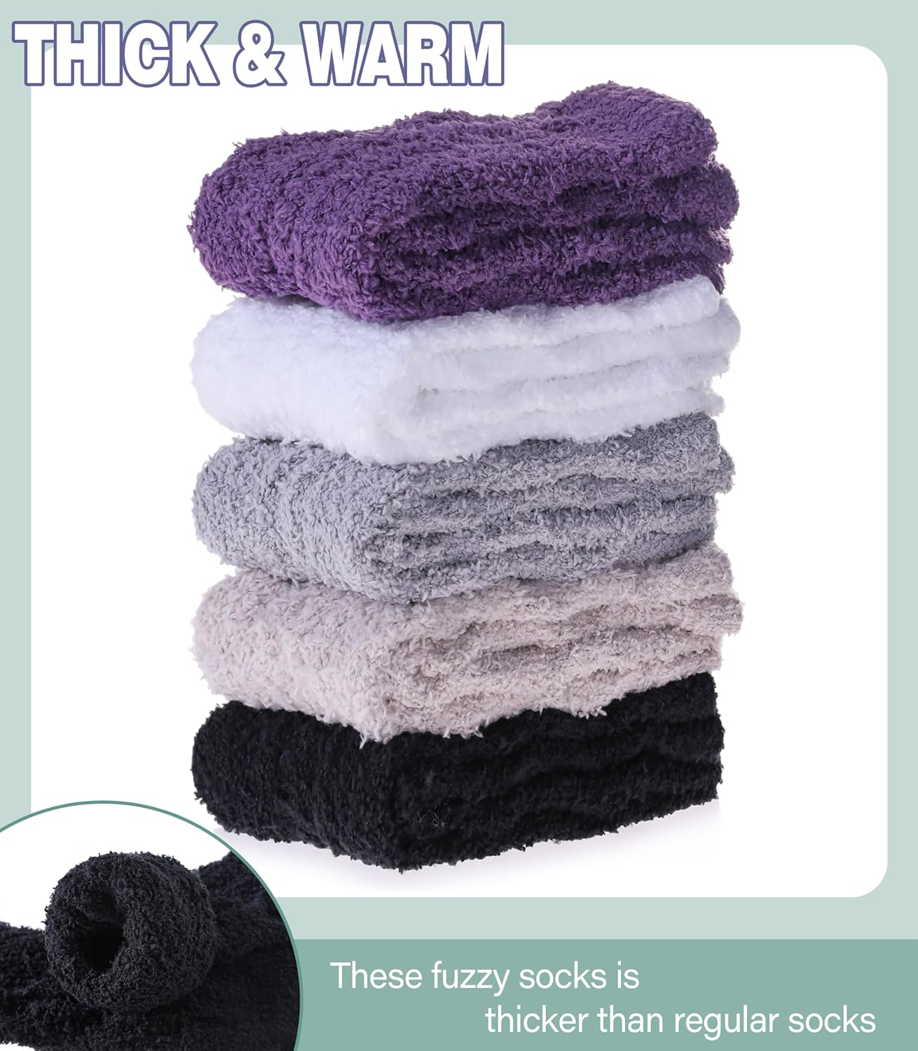 DOSKONI Fuzzy Socks for Women Fluffy Slipper Socks Cozy Winter Warm Soft Microfiber Plush Home Sleeping Gift Socks - Image 3