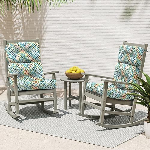 Miniatura 4 de Cojines para sillas de respaldo alto para exteriores, resistentes al agua, para sillas mecedoras, paquete de 2, cojines Adirondack para patio,
