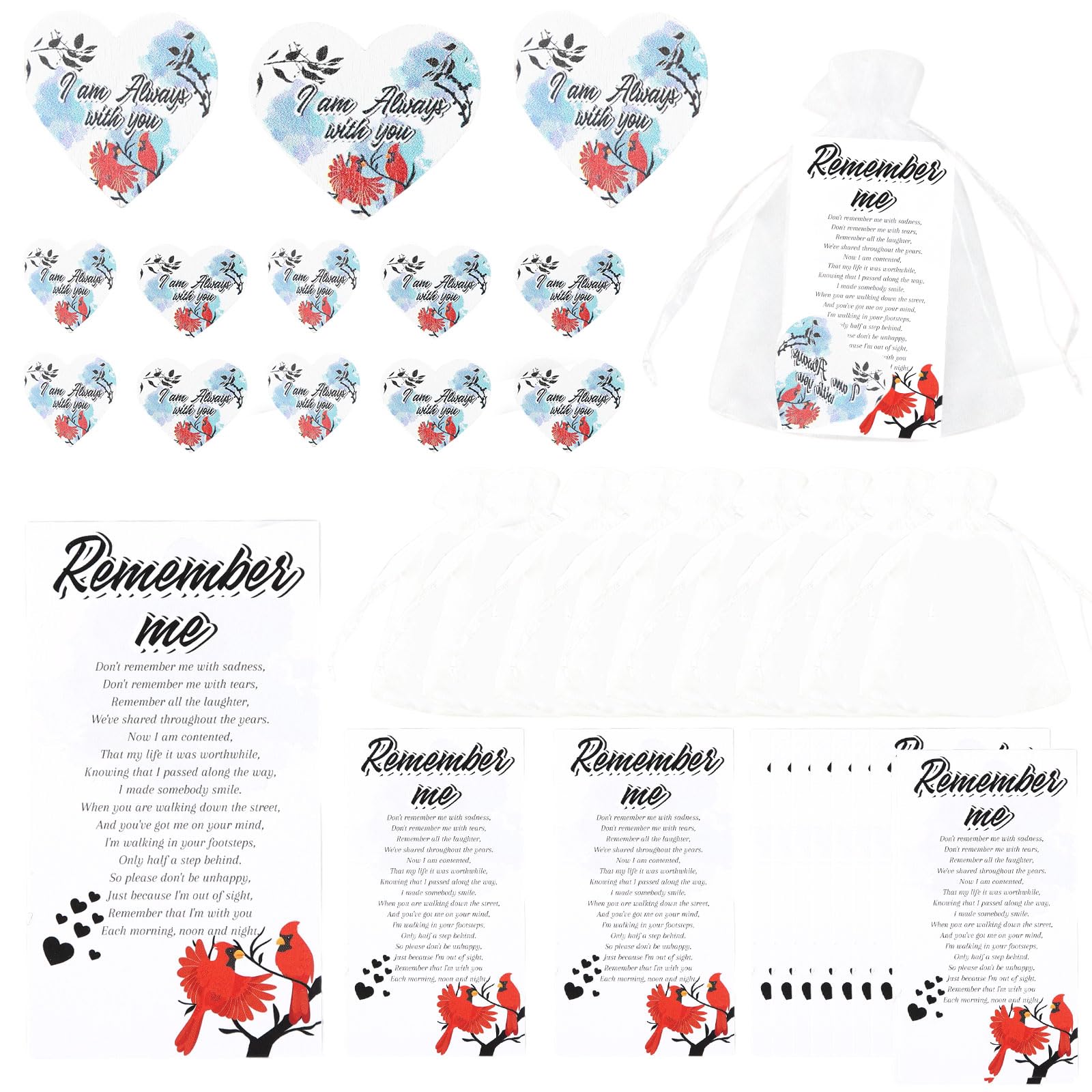 100Sets Funeral Favors for Guests, Celebration of Life Favors Celebration of Life Decorations Ideas with Pocket Hug Token Funeral Prayer Cards and