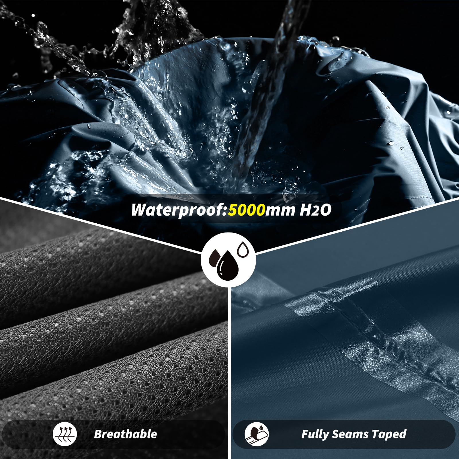 Outdoor Ventures Pantalones de lluvia para hombre, para bicicleta, impermeables, transpirables, resistentes al viento, ligeros, plegables