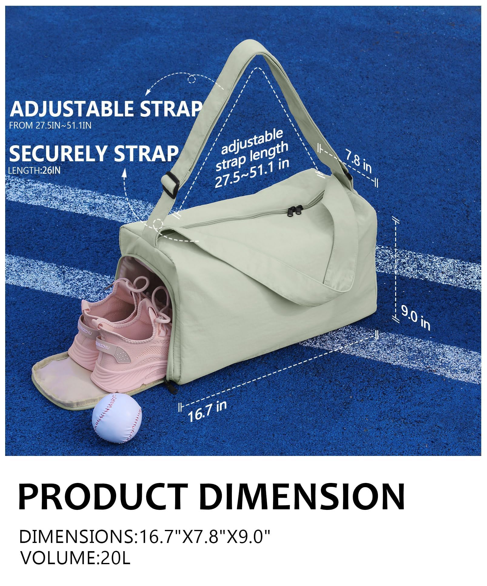Bolsa de gimnasio pequeña para mujer con compartimento para zapatos, elegante bolsa de viaje para avión, bolsa de lona ligera para mujeres y hombres, bolsa deportiva para gimnasio con bolsillo húmedo