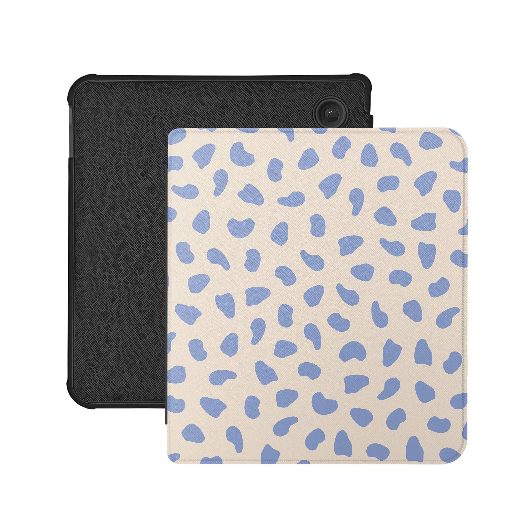 Lunso Compatible avec Kobo Libra Colour Case (7 pouces) - Housse Vegan Saffiano Cuir Sleep Cover - Azure Pebble