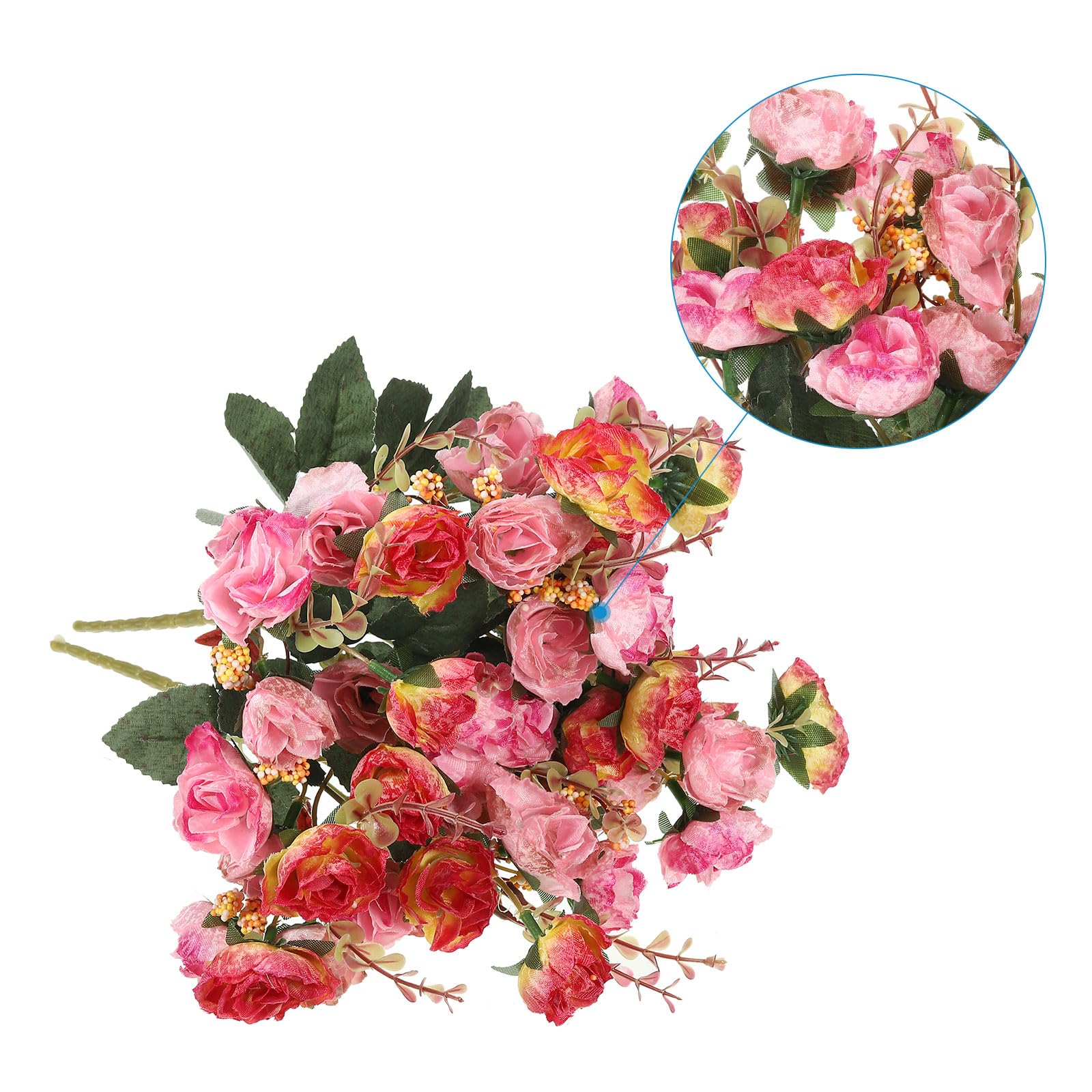 PATIKIL 7 Branch 21 Heads Artificial Silk Mini Rose with Stem - Image 3