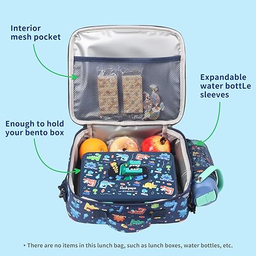Miniatura 3 de rockpapa Lonchera infantil para niños con correa, impermeable, resistente a las manchas y al aceite, bolsa de almuerzo aislada, bolsa de almuerzo