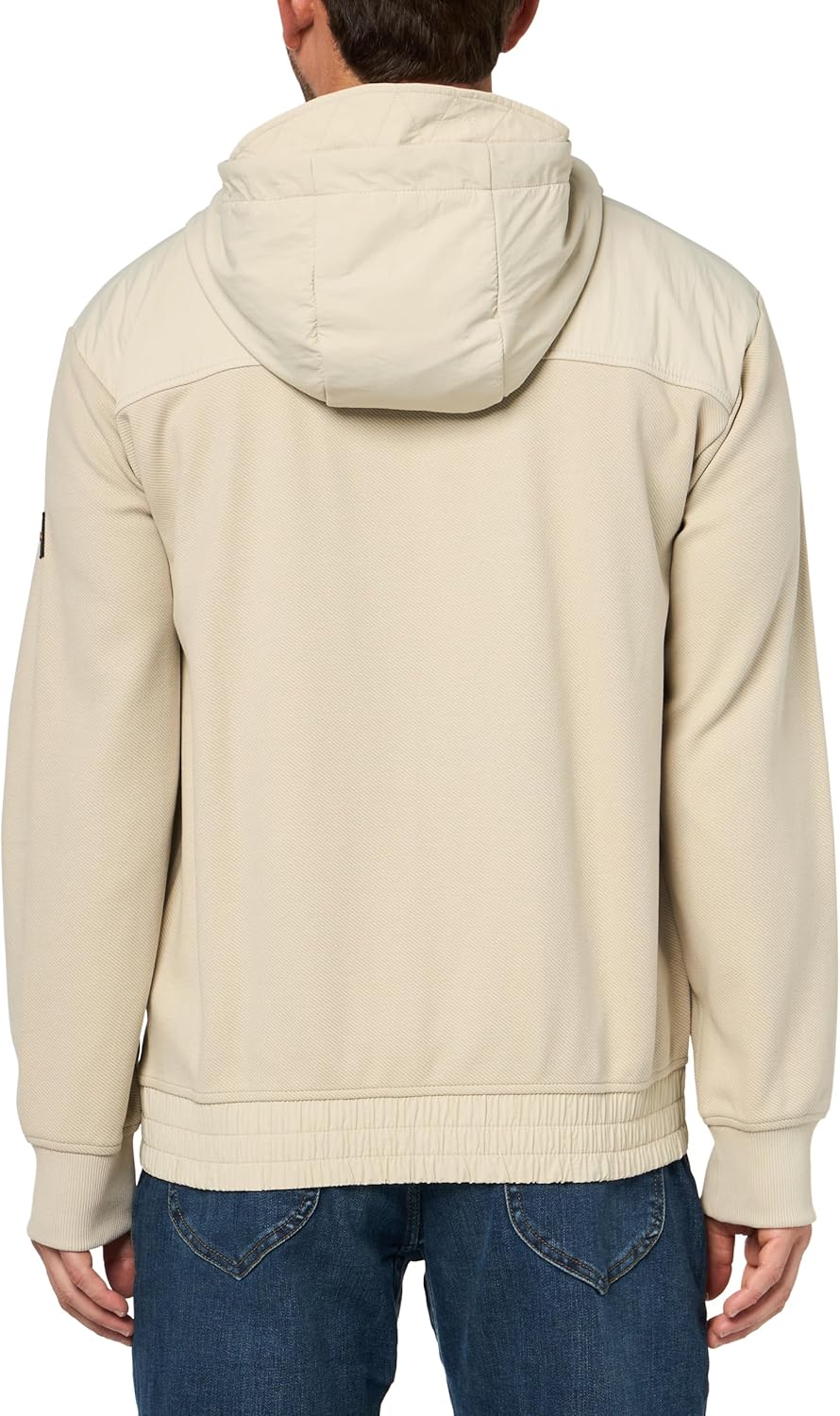 BOSS mens Tuck Twill Nylon Touch Zip Up Jersey Jacket - Image 2