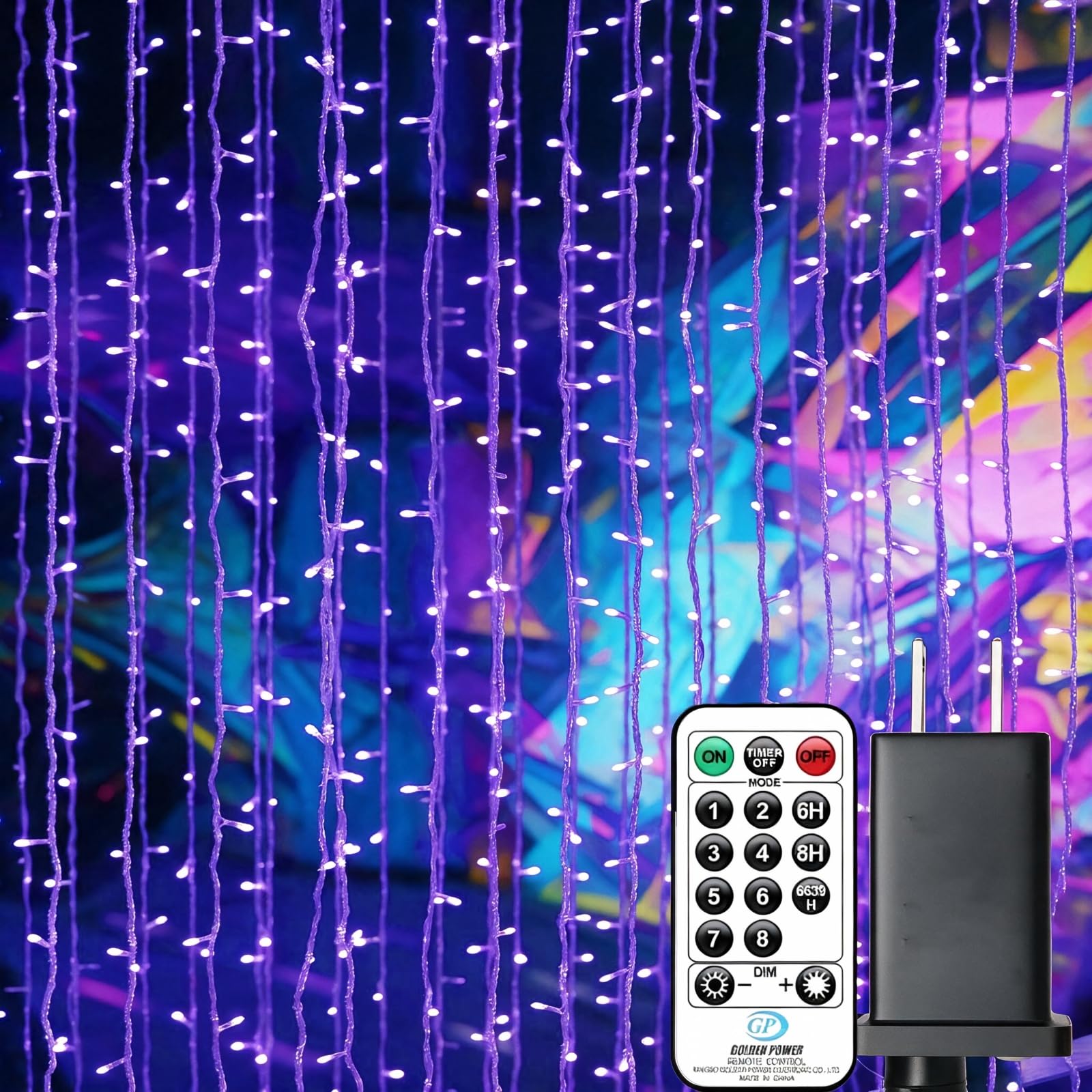 Photo 1 of Solhice Blacklight Curtain String Lights 10ft x 10ft, 306 LEDs