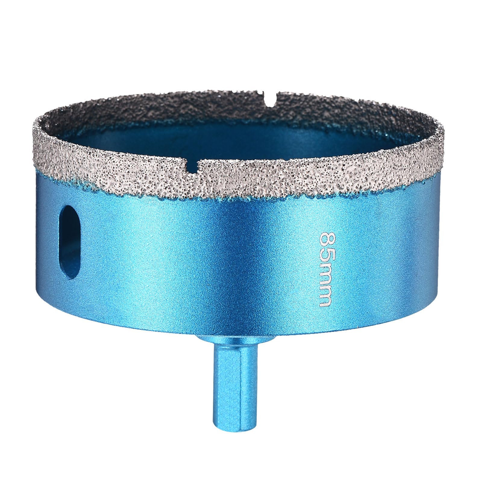 PATIKIL 3-3/8" Diamond Hole Saw 85mm Diamond Tip Hole Cutter 3-Flat Shank for Hand Drilling Ceramic Porcelain Marble Tiles Stone Brick Hard Material - Blue