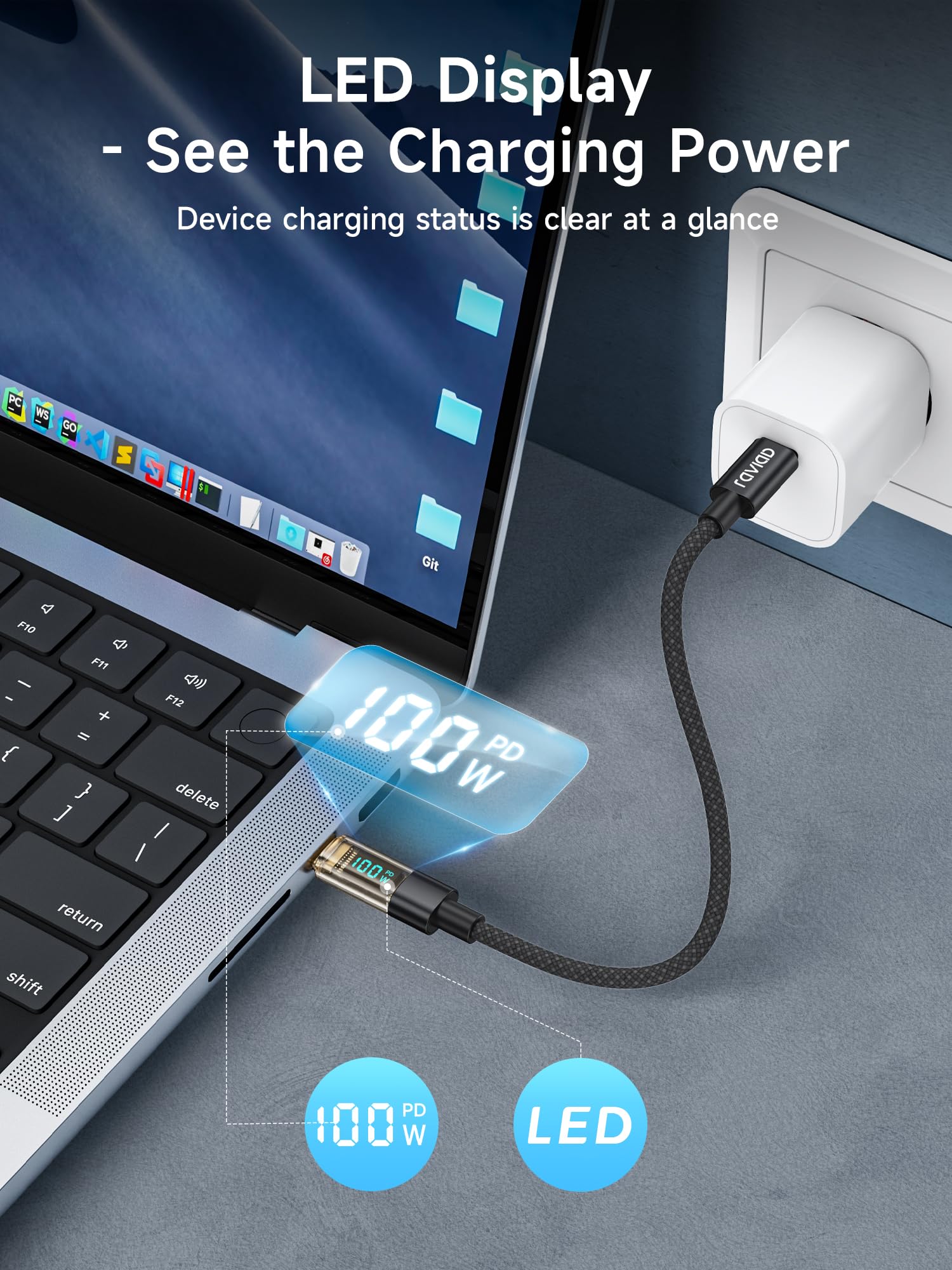 RAVIAD Cavo USB C USB C 100W Corto 15CM Cavo USB Type-C PD 5A Ricarica Rapida Cavo Tipo C con E-Mark Chip per iPhone 16/15 Pro Max, Samsung Galaxy S24/S23/S22, MacBook Air, Pad Pro, Google Pixel