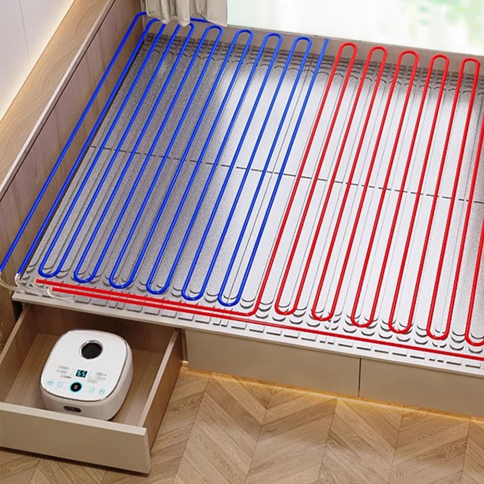 Beheizter Bodenteppich, Wasserbeheizter Kang, Intelligente Wasserzirkulation Mit Konstanter Temperatur, 1000 W Elektrisch Beheizte Matratzenauflage Für Tatami, Bett, Boden(3 m²)