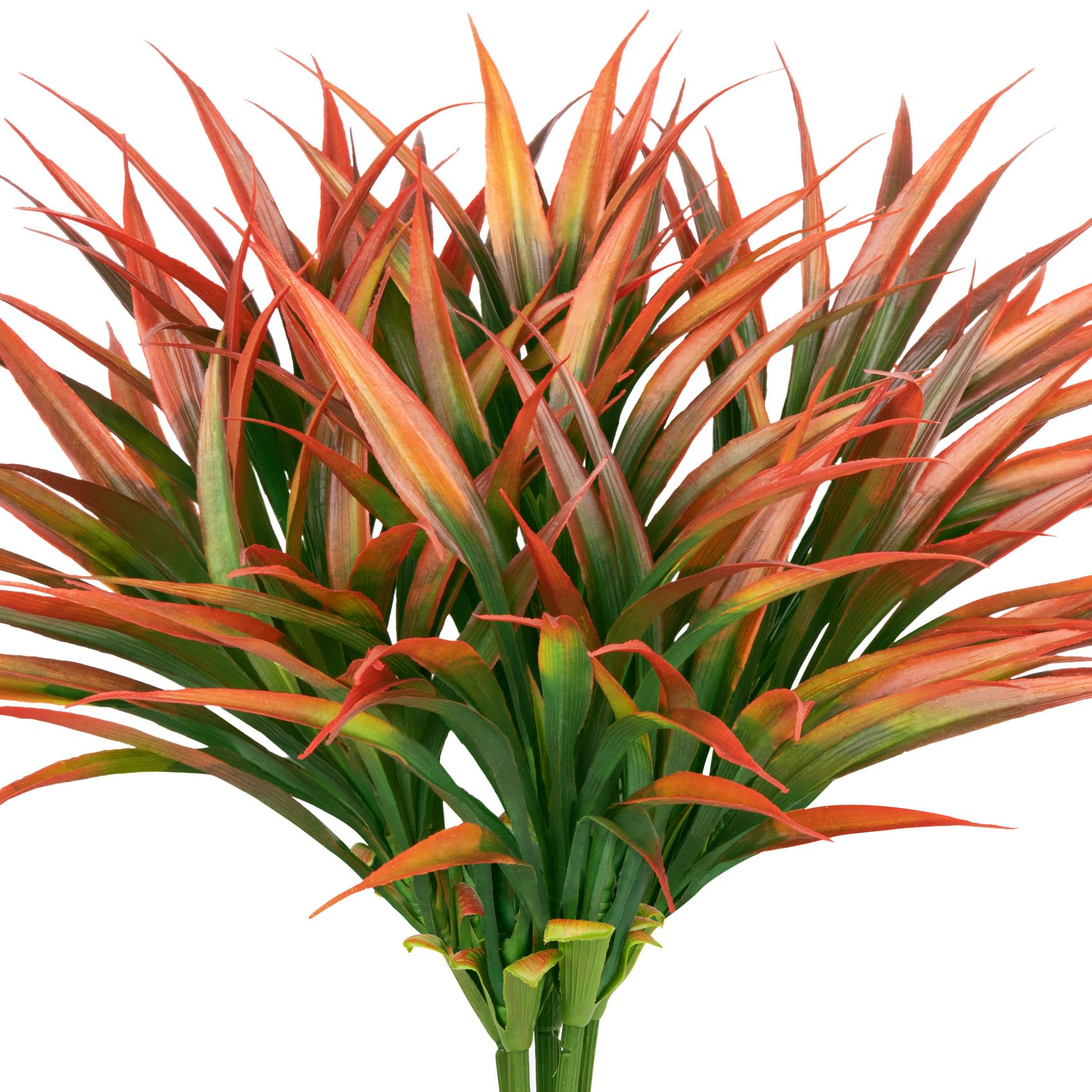 Ouddy Decor 20 Pcs Fake Fall Outdoor Plants Artificial Grass Fall Stems Faux Plastic Plants UV Resistant for Autumn Indoor Outside Garden Hanging Planter Porch Patio Window Box Home Decor, Orange
