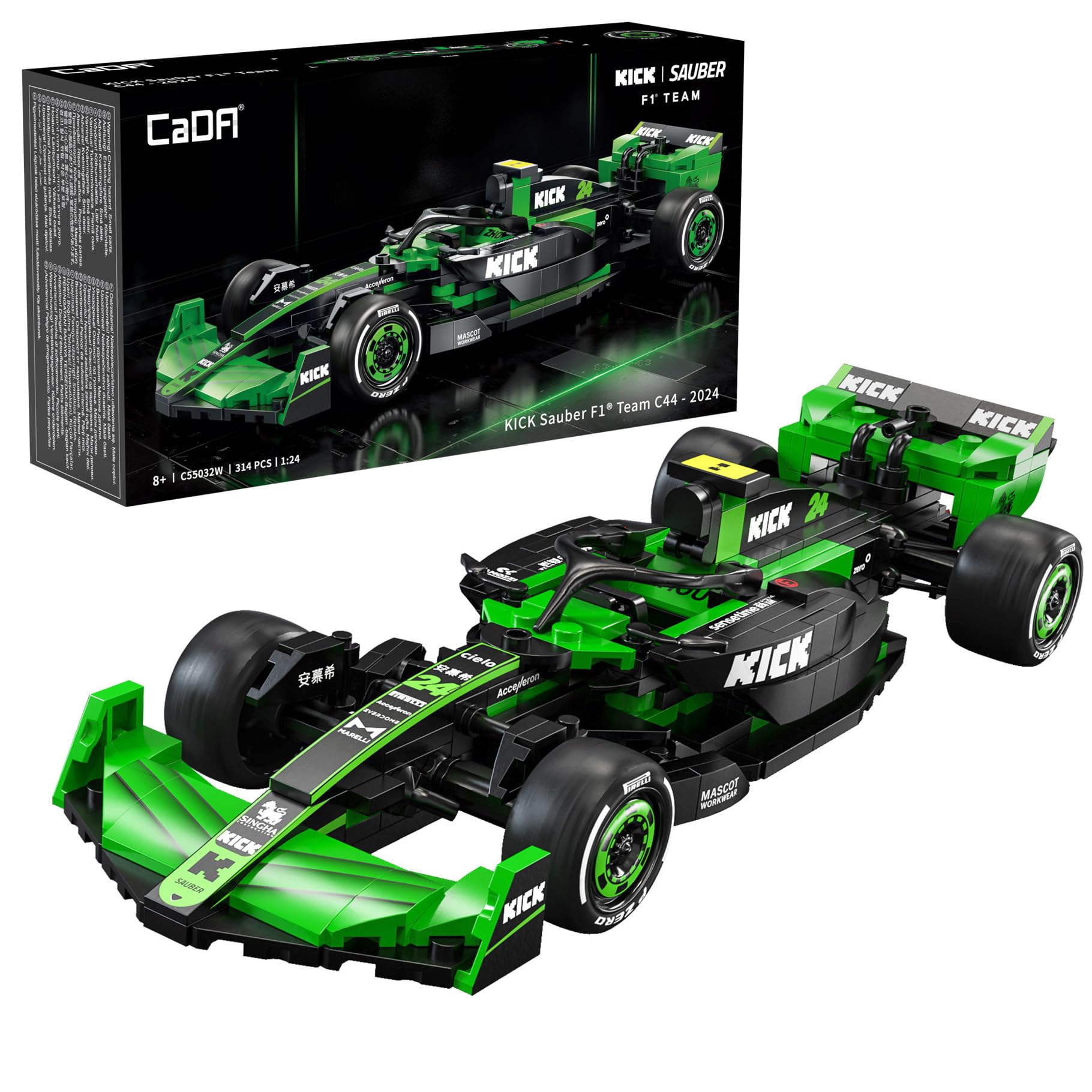 CaDA KICK Sauber F1 Team C44 Racing Car - 314 Pieces - Self-Build Brick Building Block Model C55032W