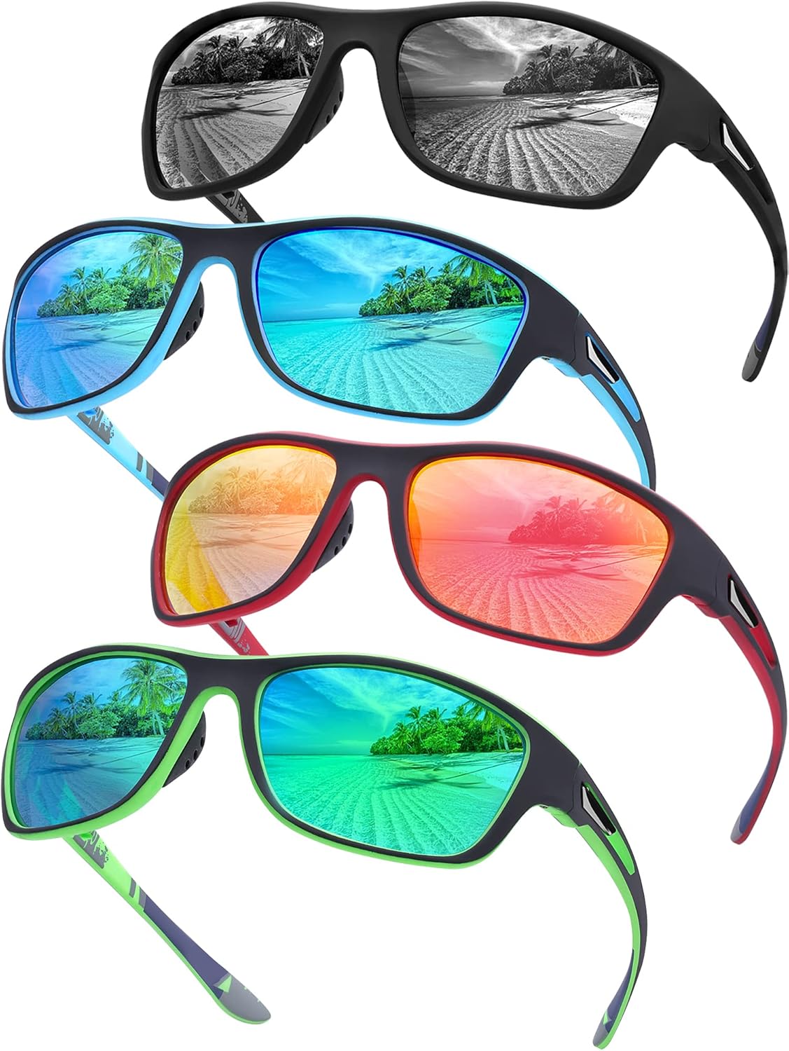 4 Pairs Polarized Sunglasses for Men Women Sports Wrap Around Shades UV Protection Running Fishing Biking Cycling 4 Pairs Polarized Sunglasses for Men Women Sports Wrap Around Shades UV Protection Running Fishing Biking Cycling