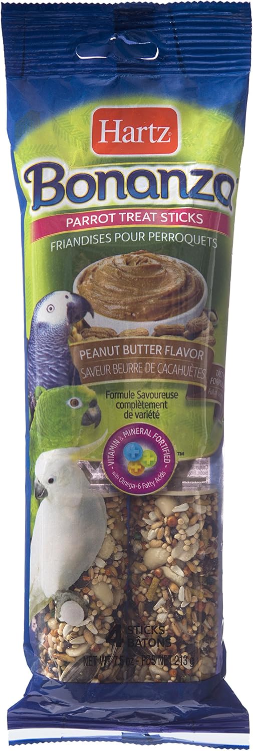 Hartz Bonanza Peanut Butter Flavored Parrot Treat Sticks - 4 Pack