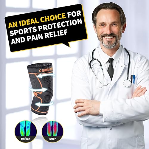 Vista 70 de CAMBIVO - 2 rodilleras de compresión y soporte unisex para dolor de rodillas, rotura de meniscos o lesión de LCA, artritis, alivio del dolor Negro