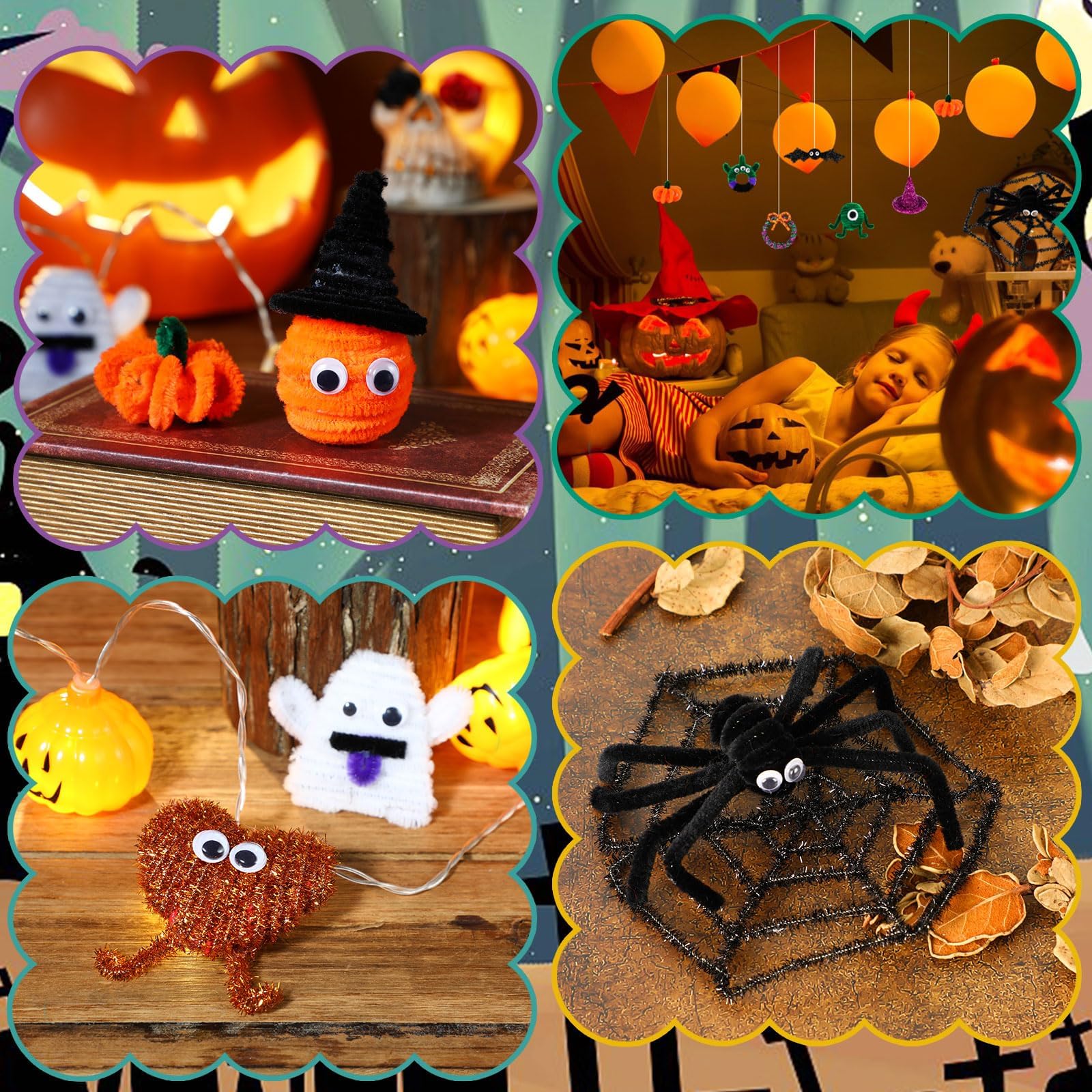 Kit De Manualidades De Halloween - 526 Piezas Con Limpiapipas, Ojos, Pompones Y Más | Regalo Creativo Para Fiestas