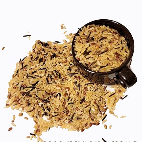 dmarketline Mezcla orgánica de grano antiguo cultivada de 5 libras de trigo de arroz salvaje, rojo, marrón a granel, 80 onzas