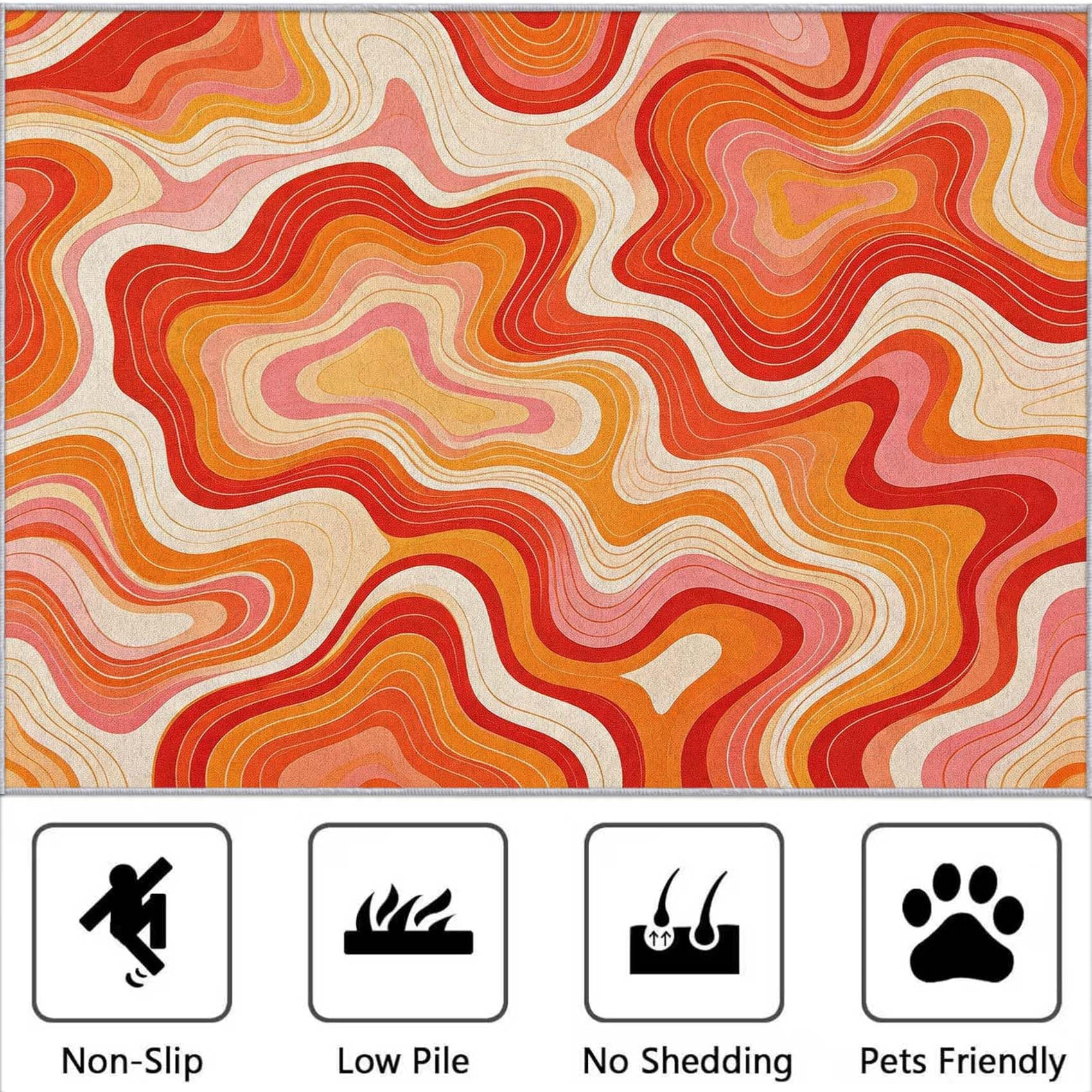 Tapis de Salon Années 1970 3D, 120x170 cm, Doux Poils Courts
