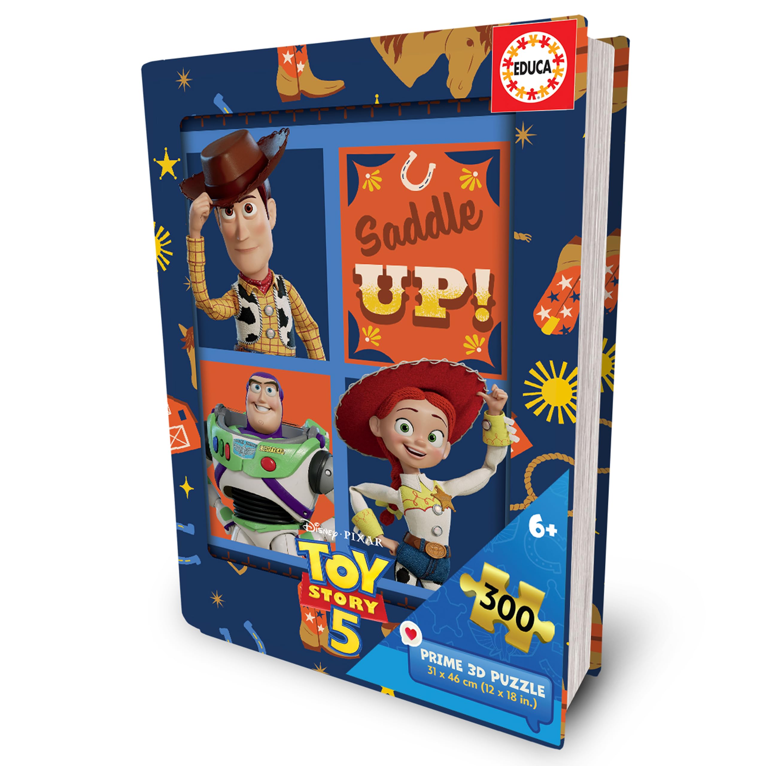 Educa - 300 elementów 3D Soczewki Puzzle 3D Toy Story 5 | Woody i Buzz Cobran Życie w cennym metalowym pudełku kolekcjonerskim | +8 lat (20828)