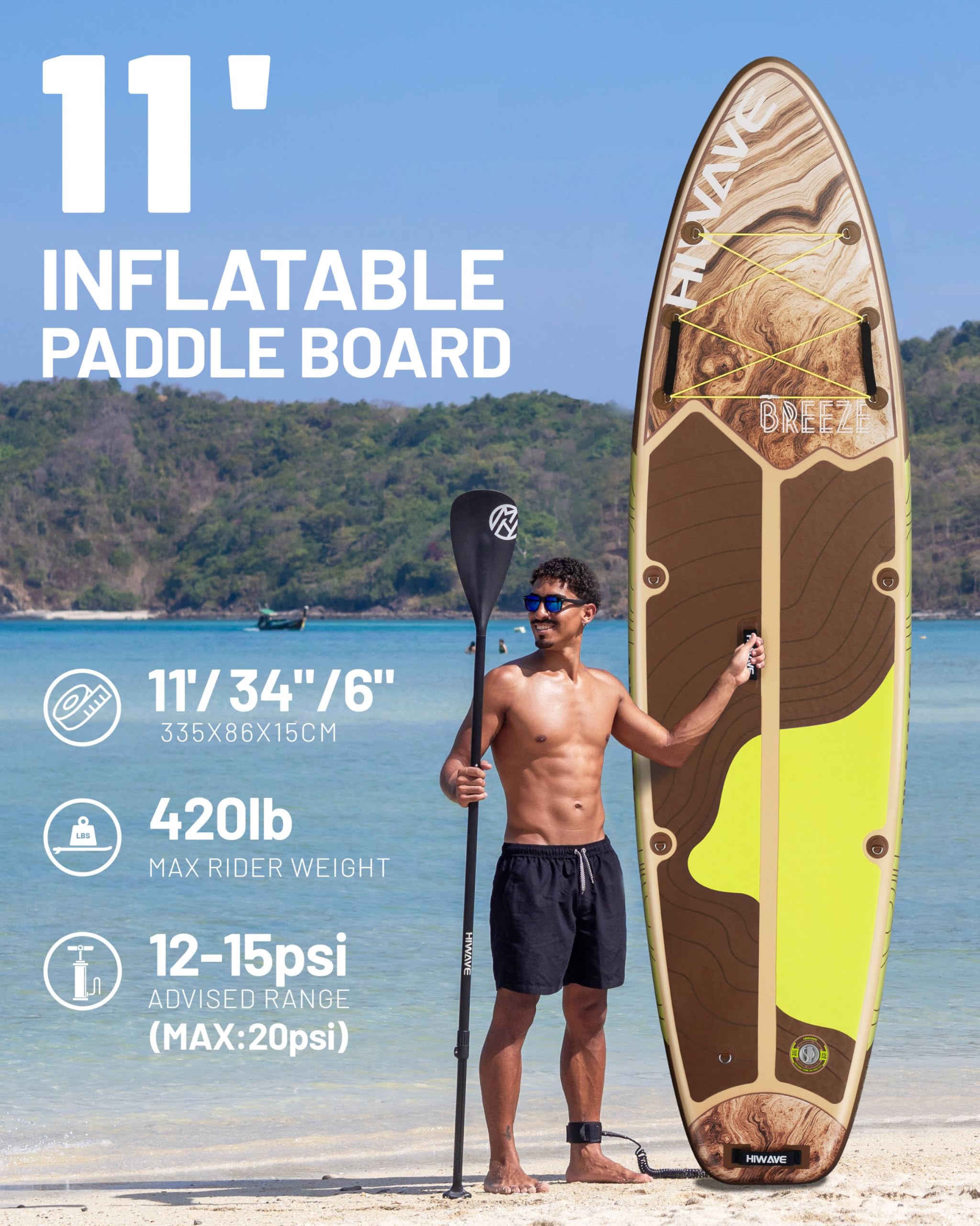 COOLWAVE スタンドアップパドルボード SUP Amazon | Hiwave 空気注入式スタンドアップパドルボード 11フィート x