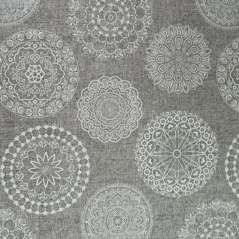 LaFábricadelasTelas - Falda o Ropa de Mesa Camilla Redonda Mandala Primavera Verano Loneta Estampada algodón, Faldón Faldilla enagüilla (Gris, 100cm diámetro)