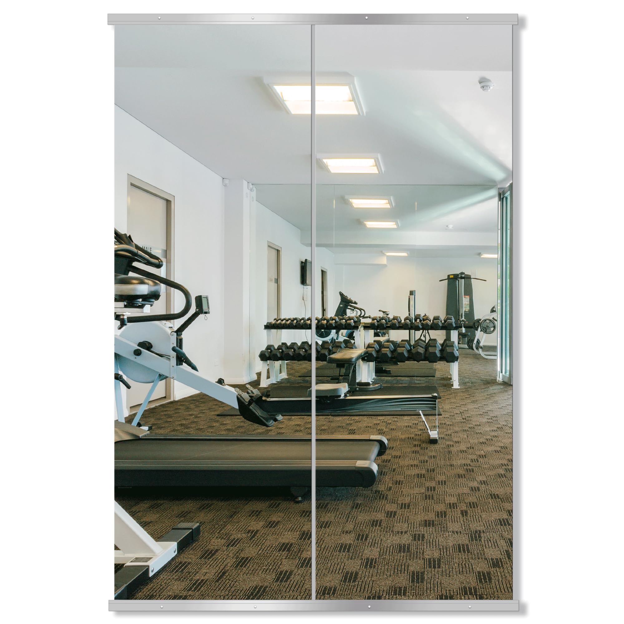 Delma Home Gym Mirror,70''x24''x2PCS Silver,Large Full Body Tempered Glass Frameless, Wall-Mounted for Gym, Yoga, Garage, Bedroom, Bathroom