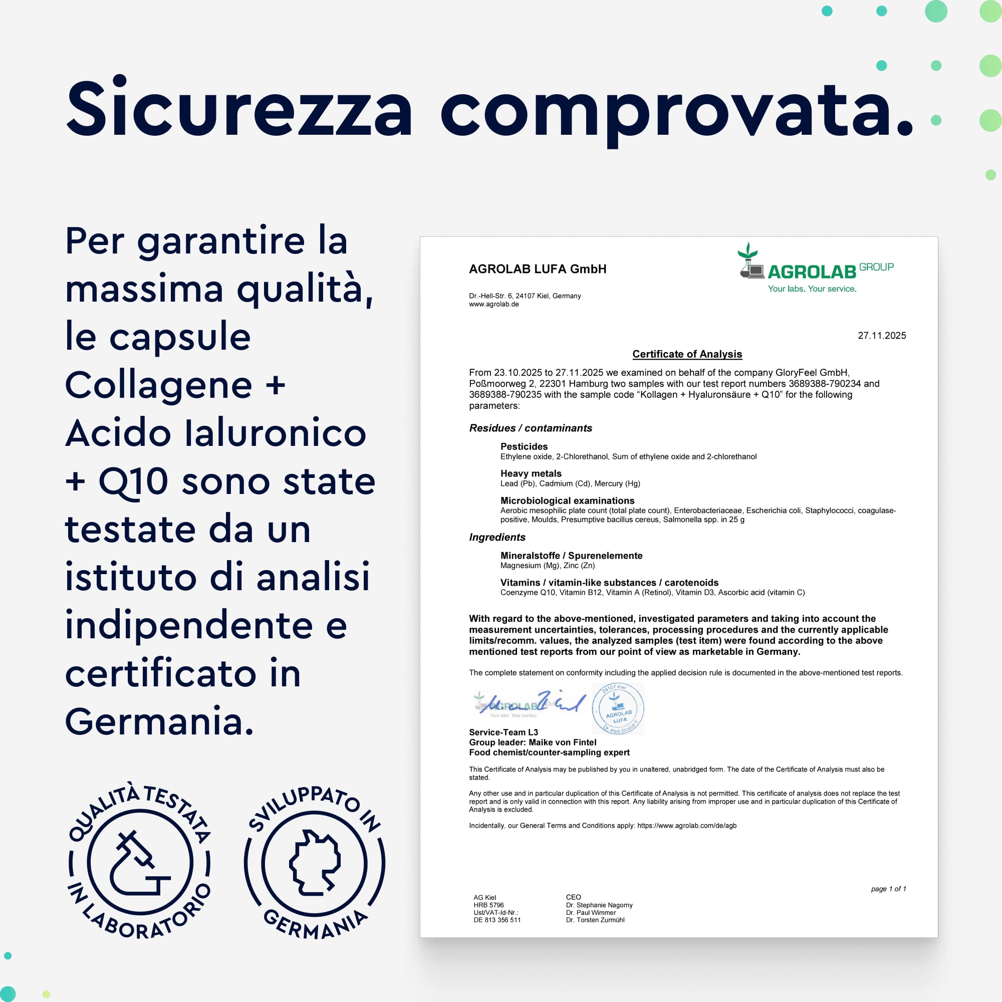 Collagene + Acido Ialuronico + Coenzima Q10, Integratore Pelle, Unghie e Capelli, Integratore Collagene Puro 120 Capsule, Con Vitamine e Minerali, Scorta di 4 Mesi