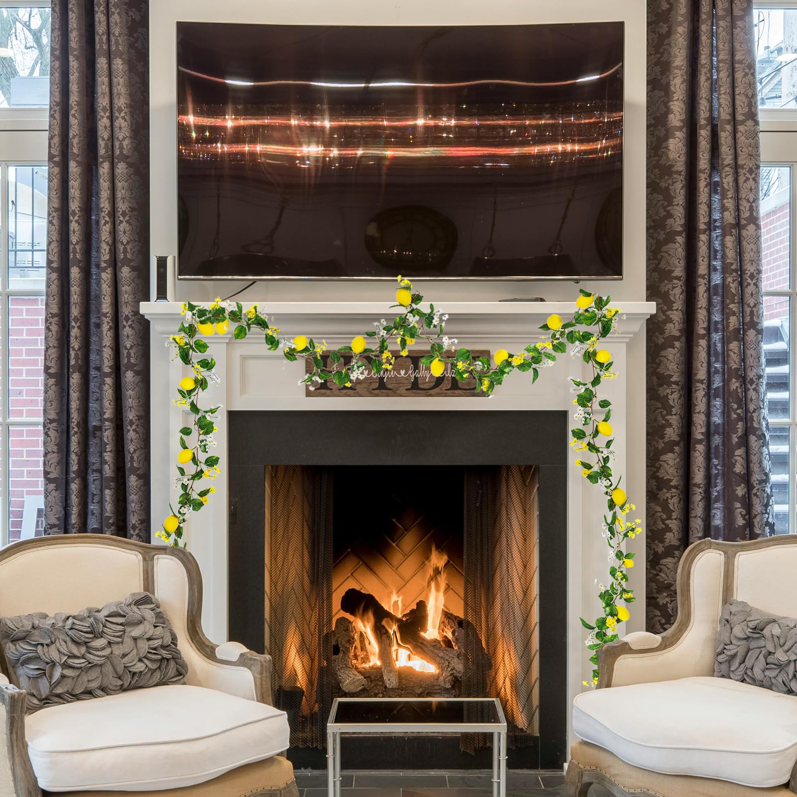 Guirlande De Citrons Artificiels, Feuilles D'eucalyptus Et Citrons Simulation De Vigne De Citron Pour Mariage, Maison, Fête, Porte, Décoration Murale - Style 1 : 1,7 M