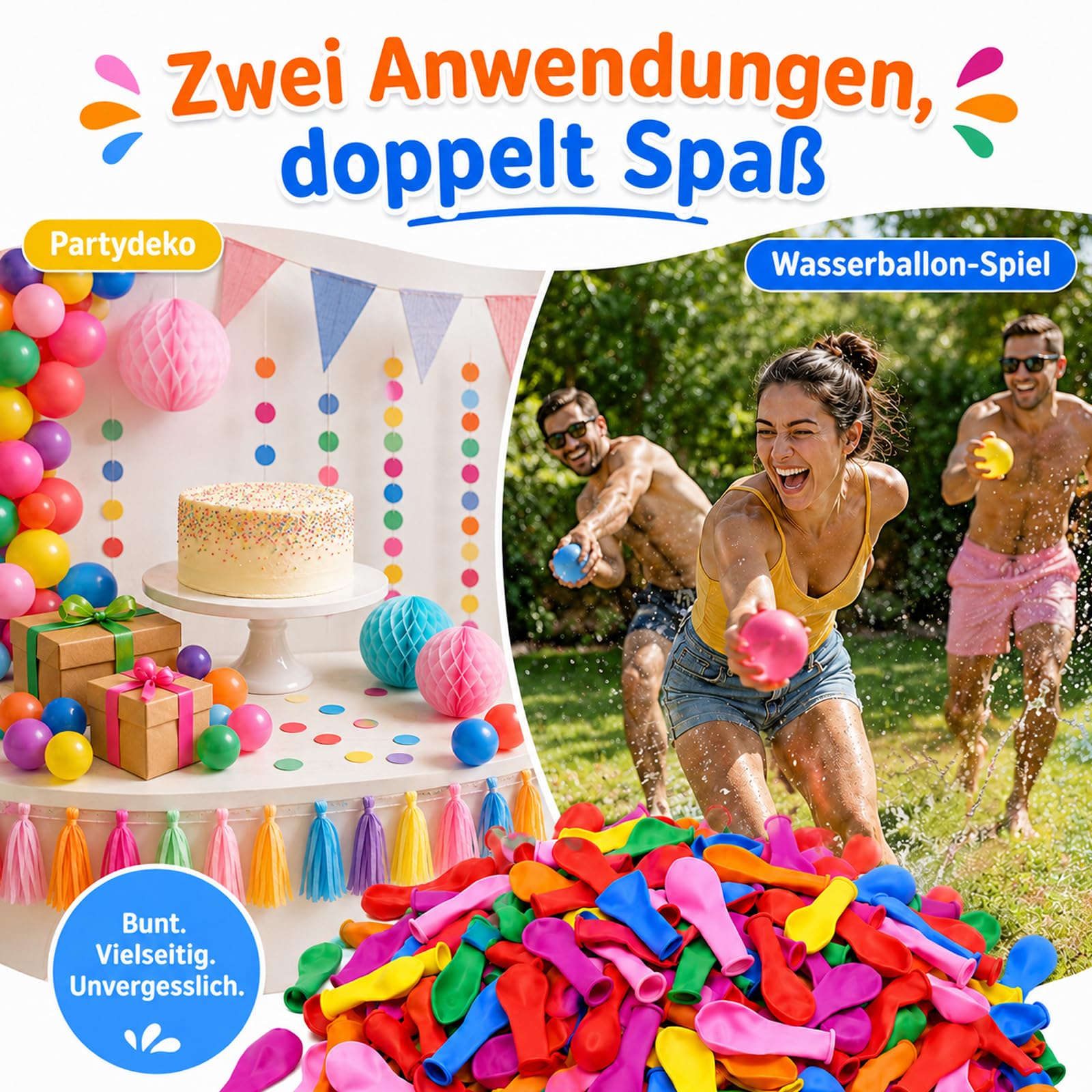 DazzJoy Bomby wodne do zabawek basenowych, 200 sztuk, kolorowe mini balony, kolorowe bomby wodne, balony do gier wodnych, bitwy wodnej, zabawki wodne dla dzieci