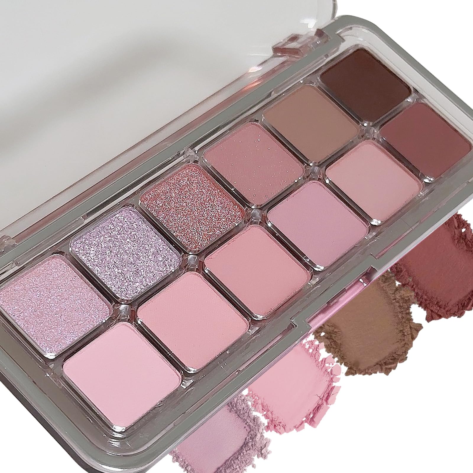 12 Colors Pink Eyeshadow Palette, Matte & Shimmer Nude Eye Shadow Makeup Kit